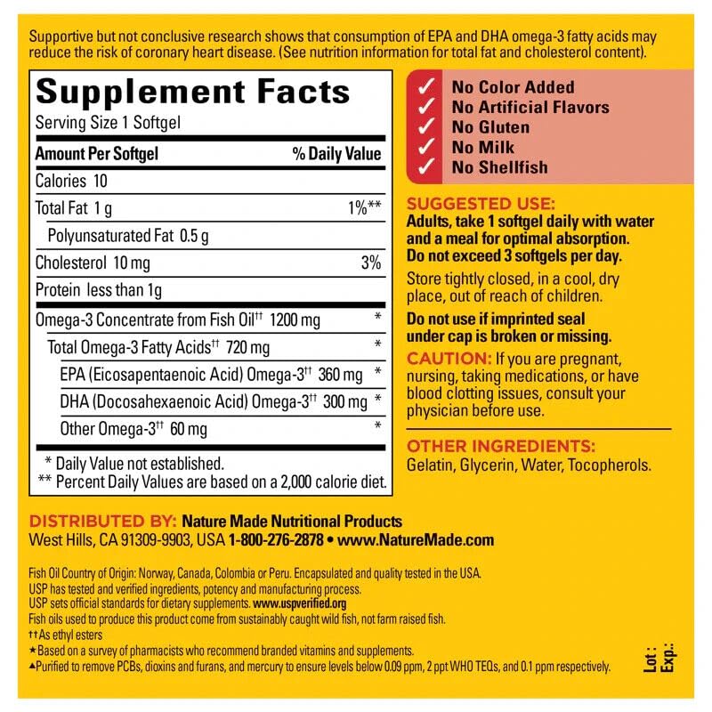 Nature Made Omega-3 from Fish Oil 660 mg EPA + DHA Softgels, 290 Softgels