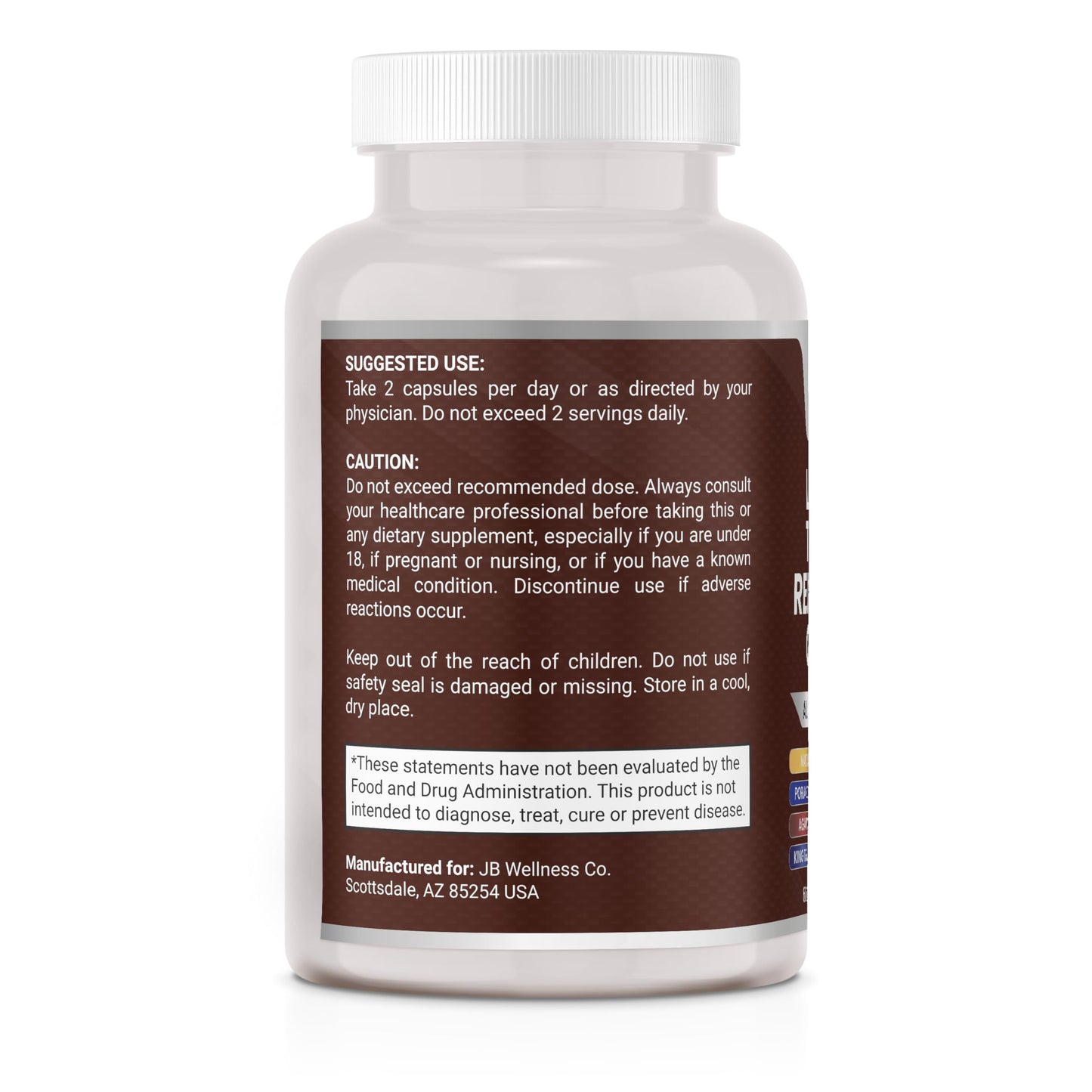 JB Wellness Co Lions Mane Supplement 60 Capsules