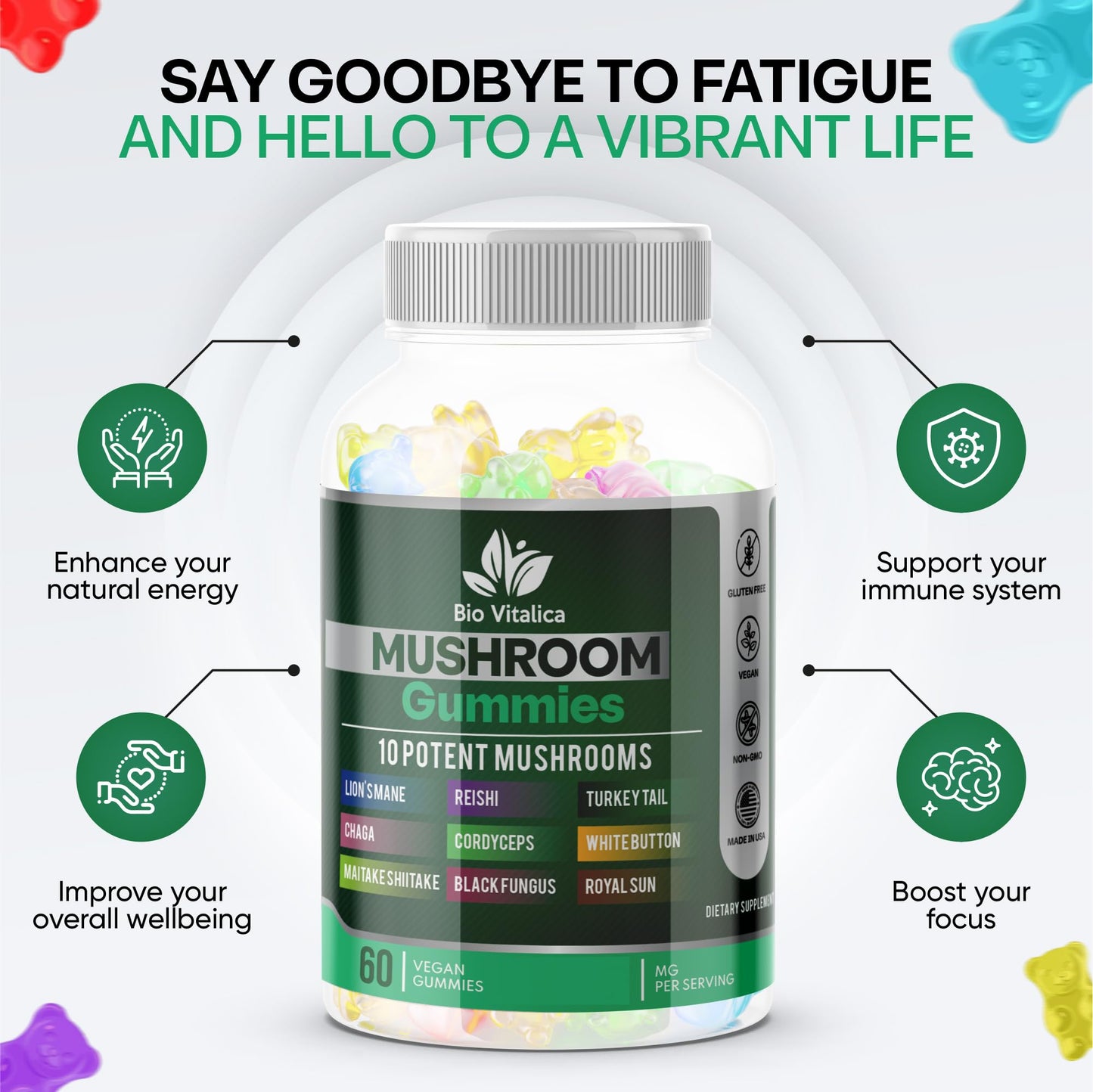 BIO VITALICA Mushroom Gummies 300 Gummies