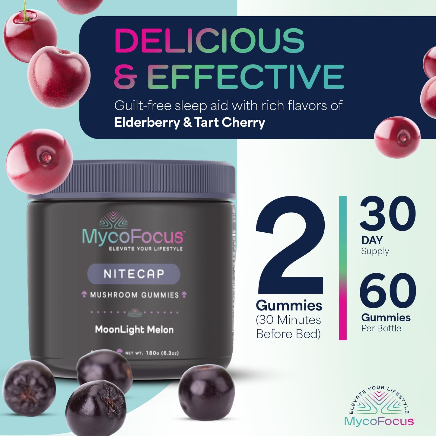 MycoFocus Sleep Mushroom Gummies, 60 Gummies