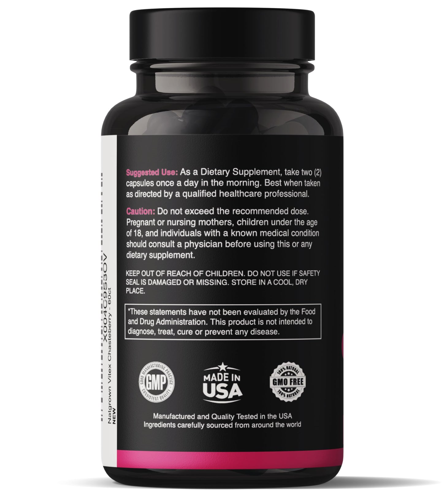 Natgrown Vitex Chasteberry Supplement Capsules 1000 mg Agnus Castus Chaste Tree Vitex Berry Fruit Extract, 60 Count