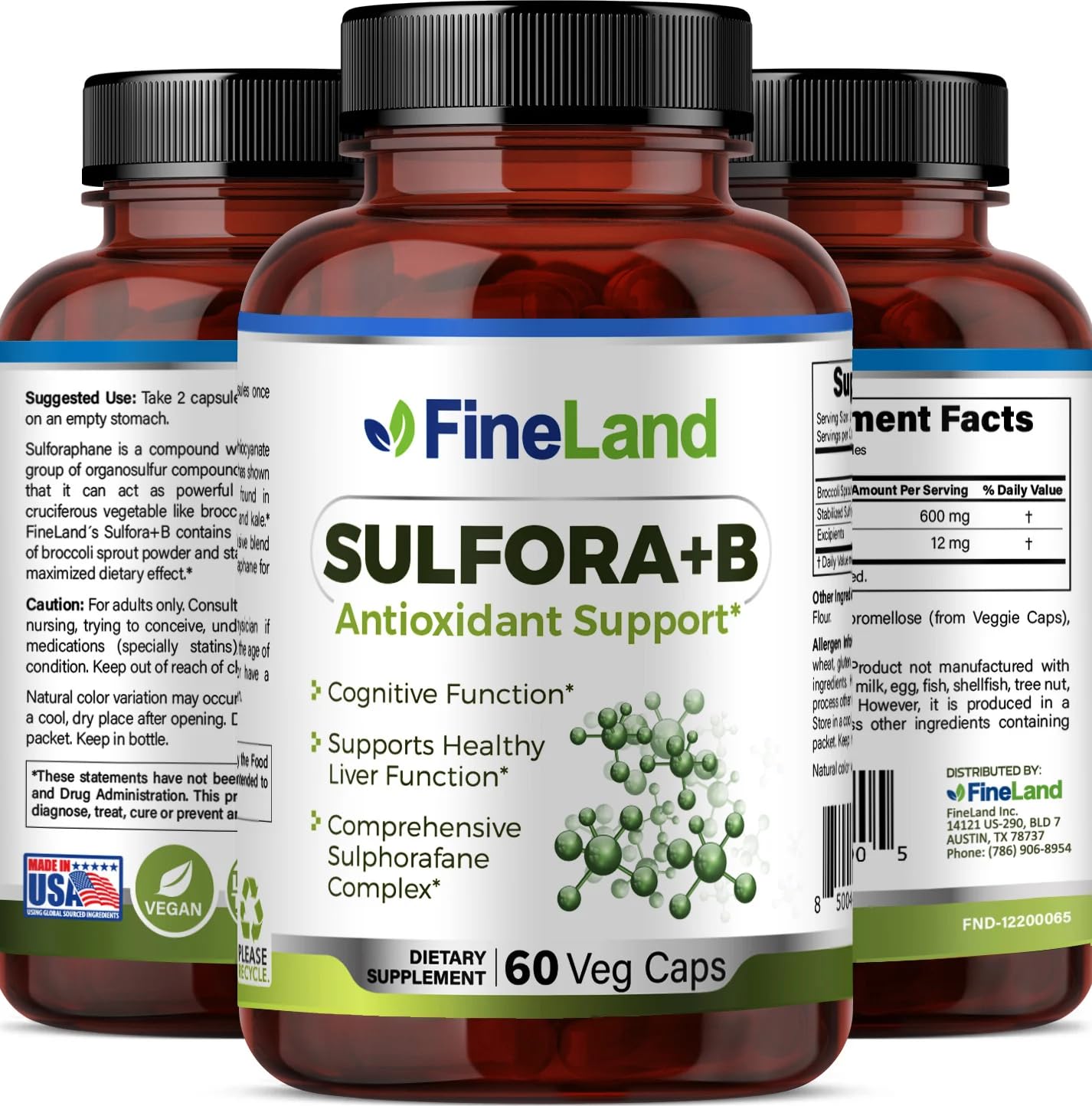 FineLand Sulfora+B Sulforaphane Supplement Capsules, 60 Count