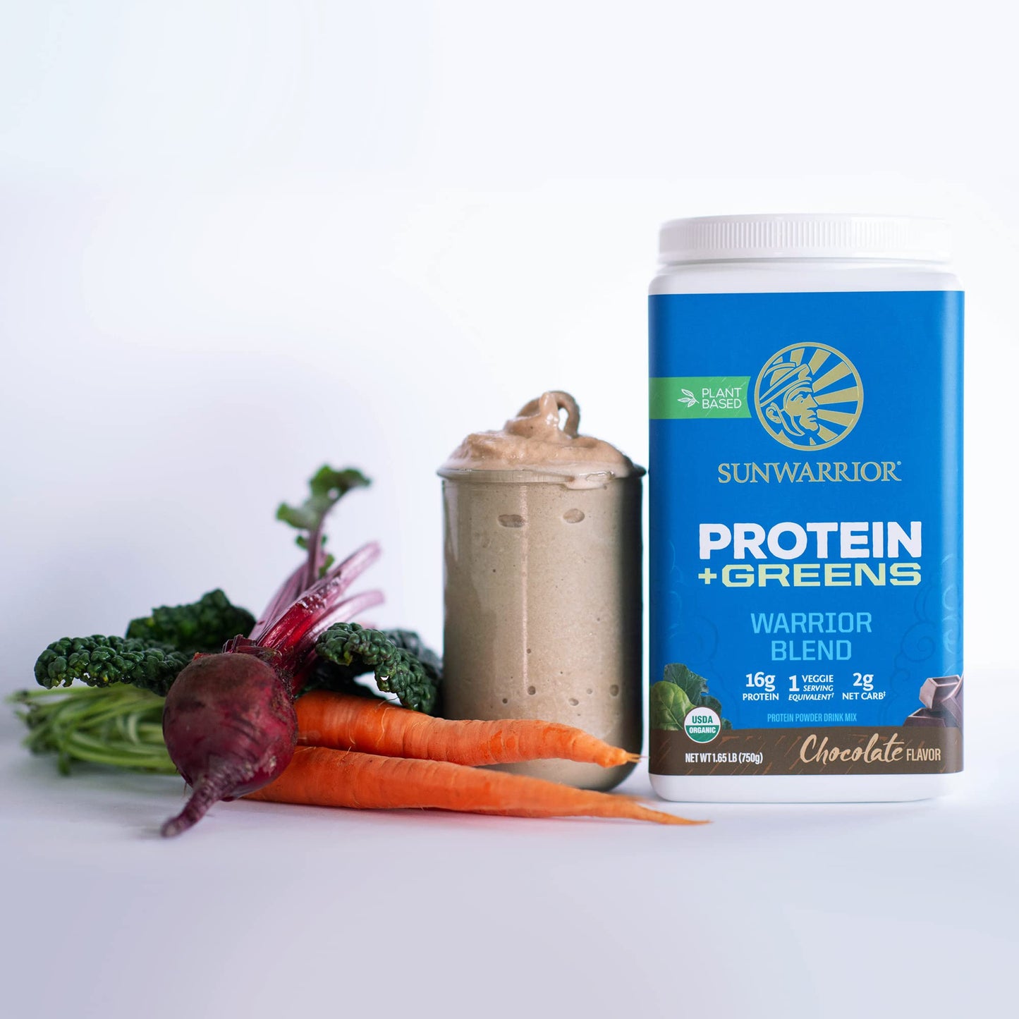 Sunwarrior Organic Protein Greens Superfood Powder Chocolate Flavored, Vegan Plant-Based, 30 Servings