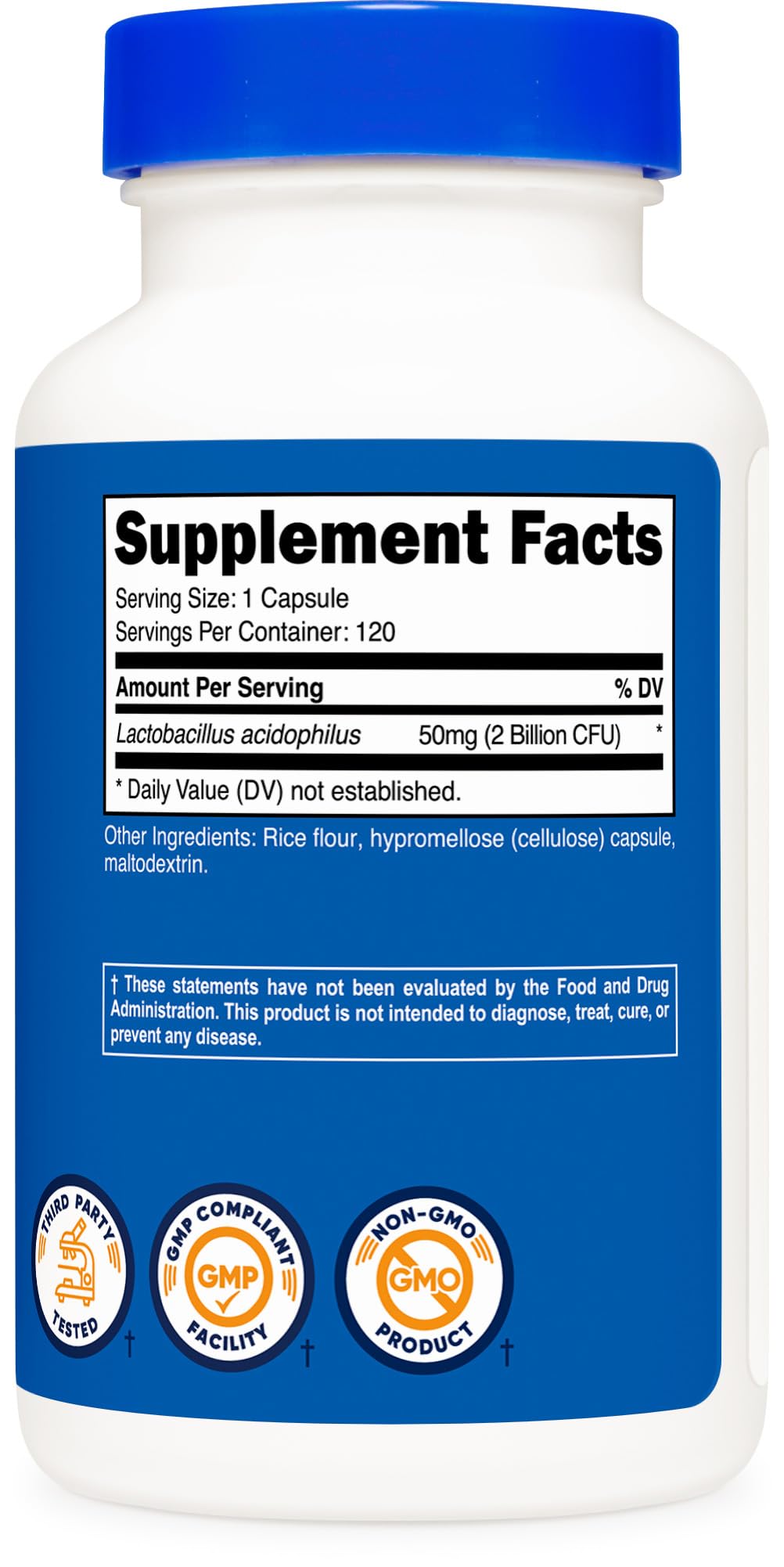 Nutricost Lactobacillus Acidophilus (2 Billion CFU) Capsule, 120 Count