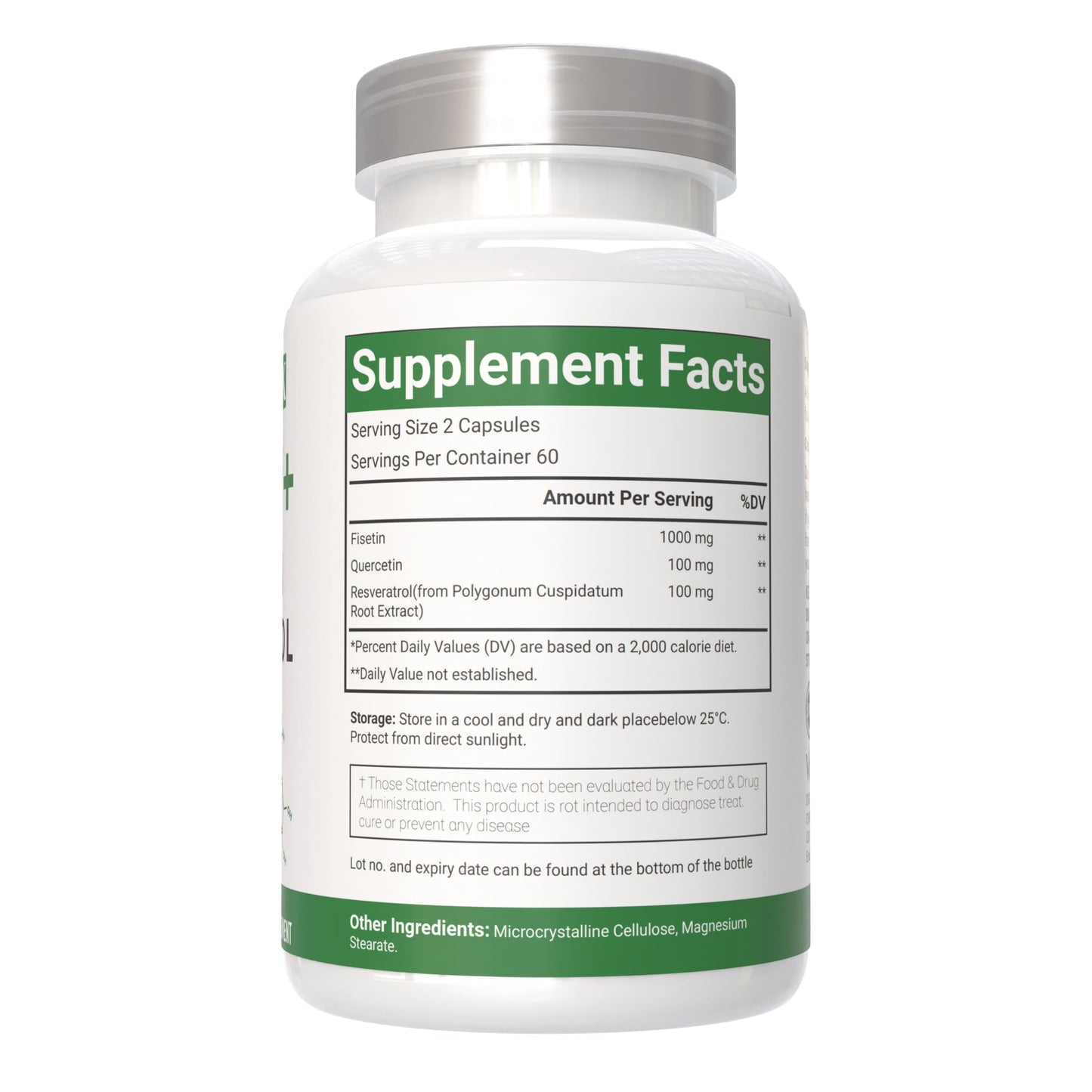 VitaCosmoX Fisetin Quercetin Resveratrol Supplement Capsules 240 Count