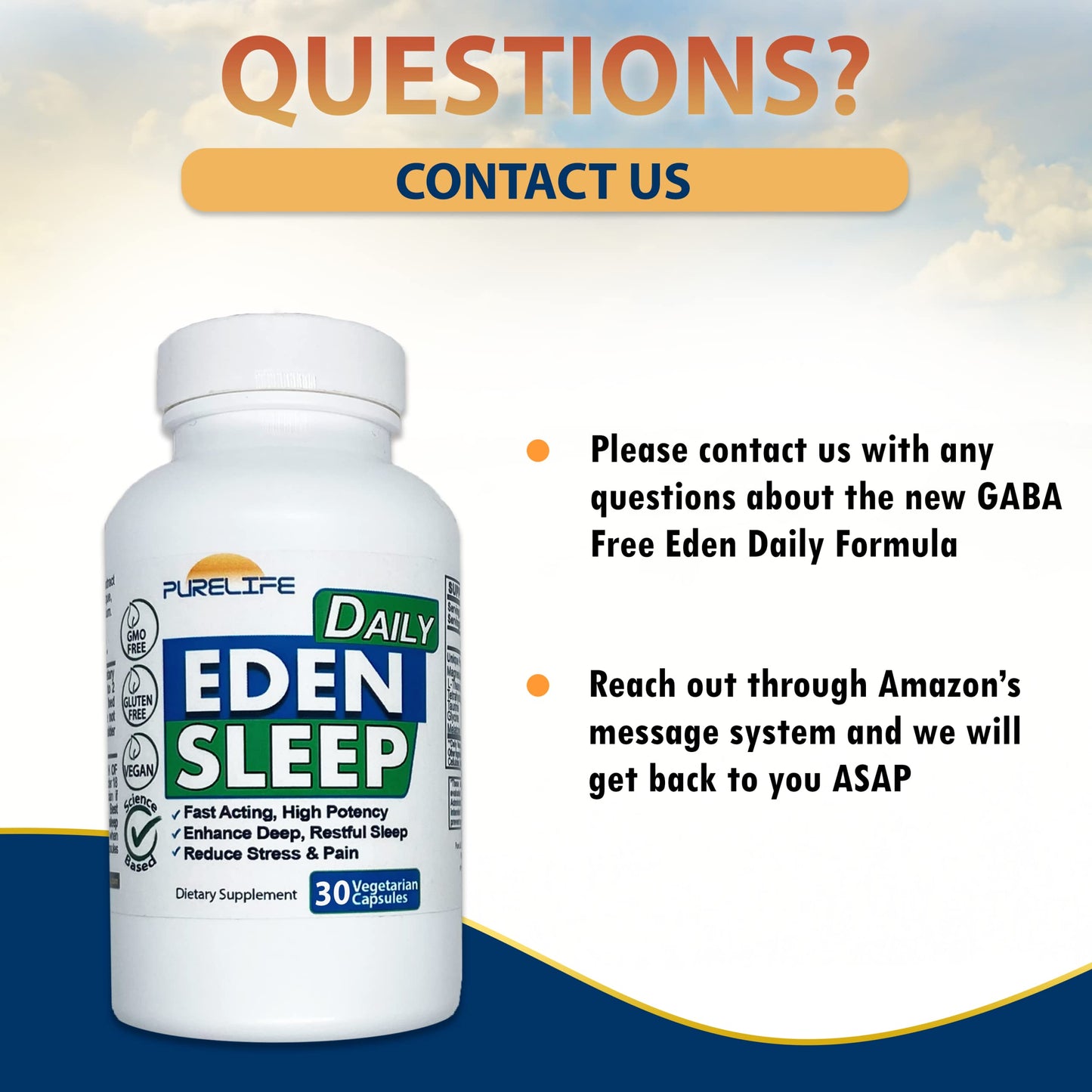 PureLife Supplements Eden Daily Sleep NEW GABA Free Formula Capsule 30 Count