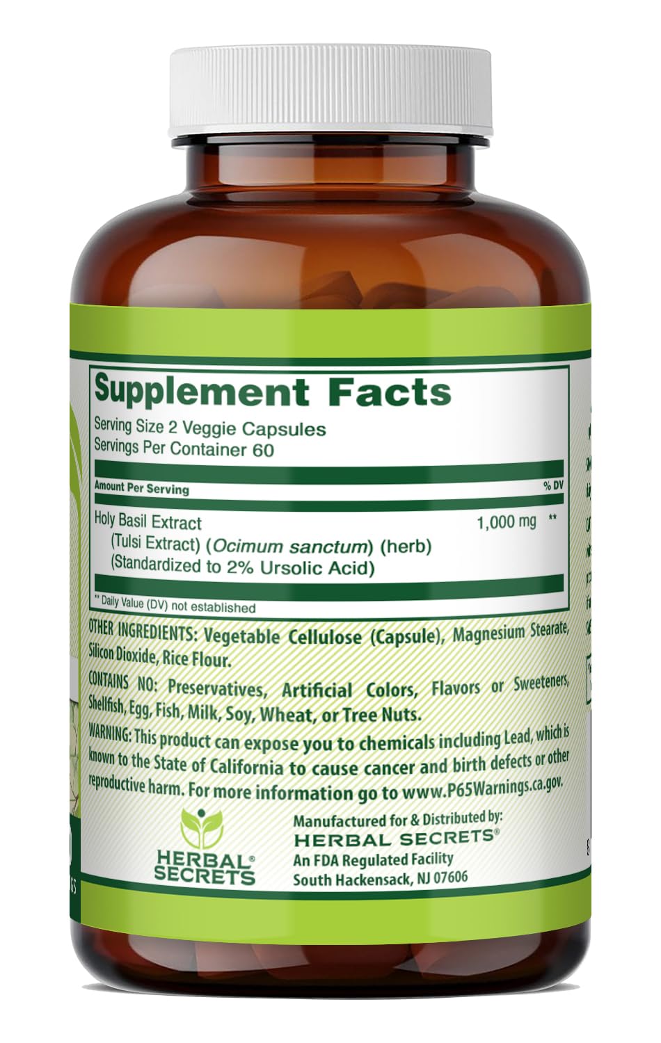 Herbal Secrets Holy Basil 1000 Mg Per Serving Supplement Capsules, 360 Count