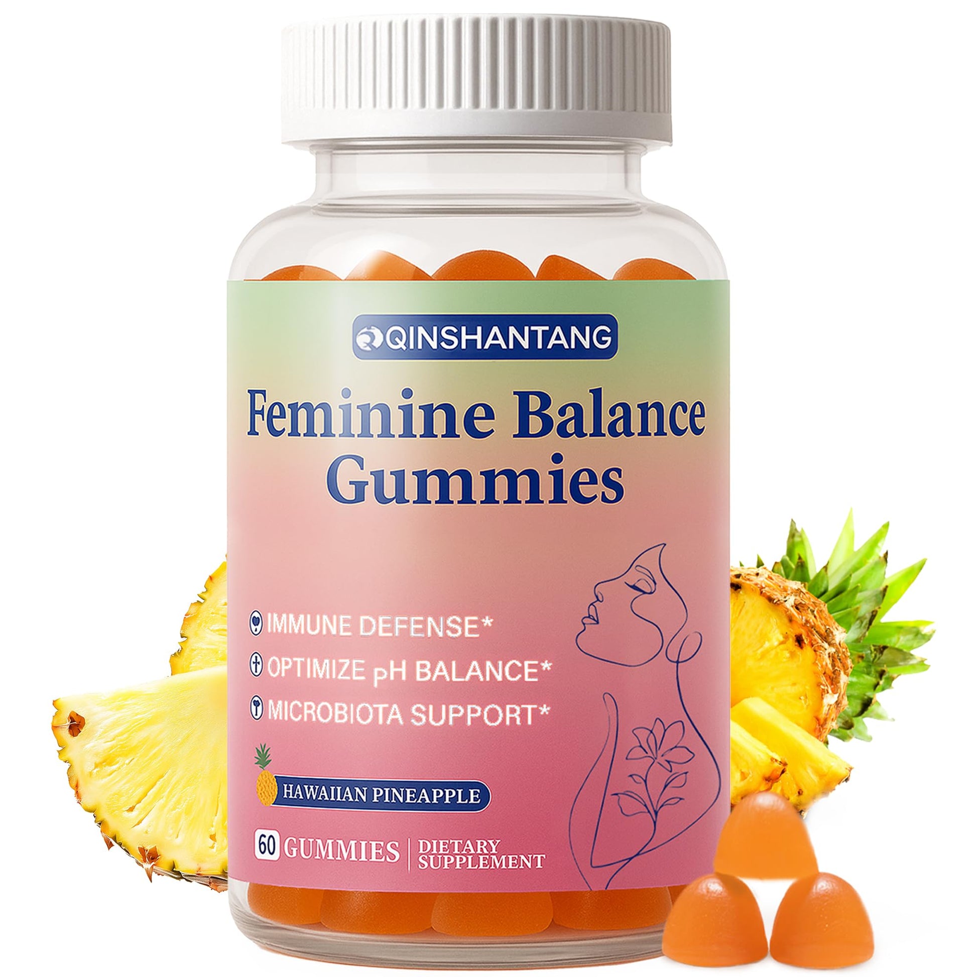 QIN SHAN TANG Feminine Balance Gummies for Women pH Probiotic, 60 Count