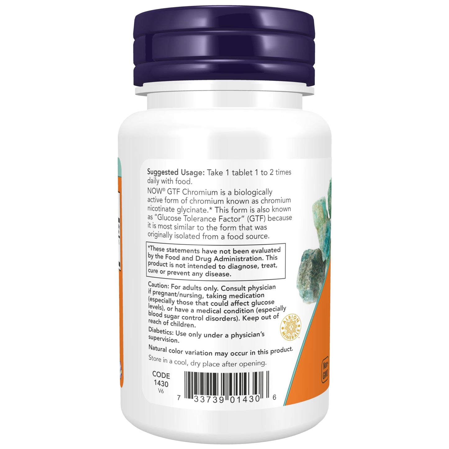 NOW Foods GTF (Glucose Tolerance Factor) Chromium 200 mcg, Insulin Co-Factor, 100 Tablets