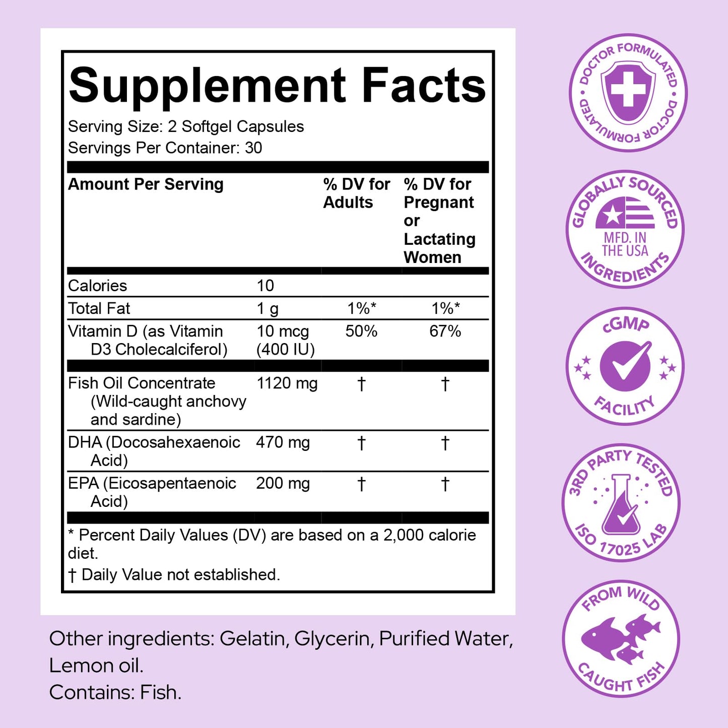Premom Prenatal DHA Fish Oil Caplets, 60 Count