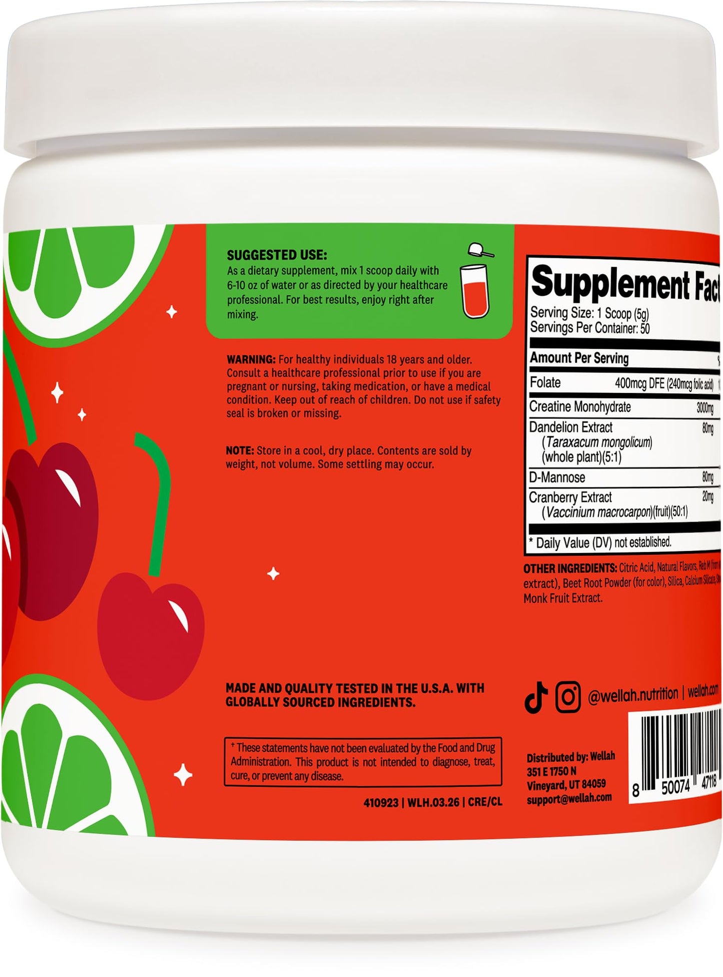 Wellah Creatine for Women Powder 8.2 Ounce