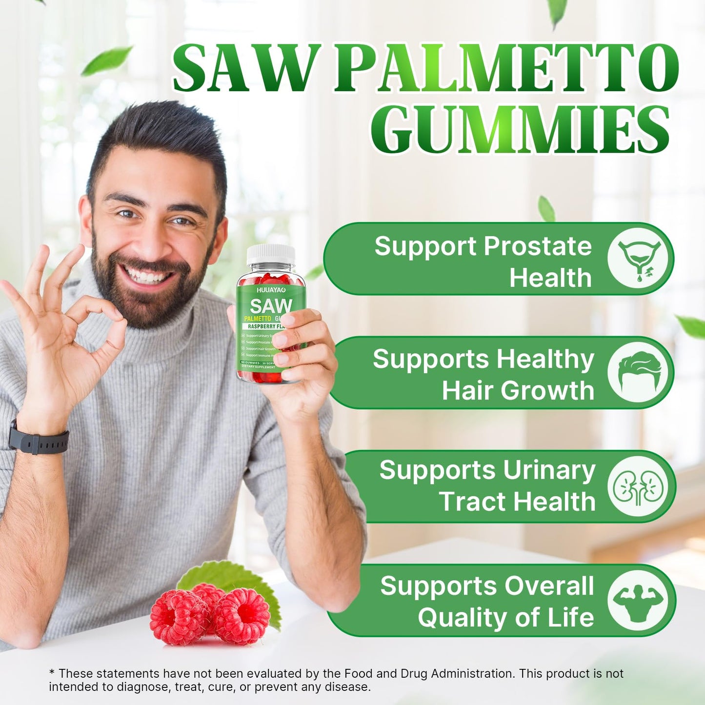 HUUAYAO Saw Palmetto Gummies 120 Count