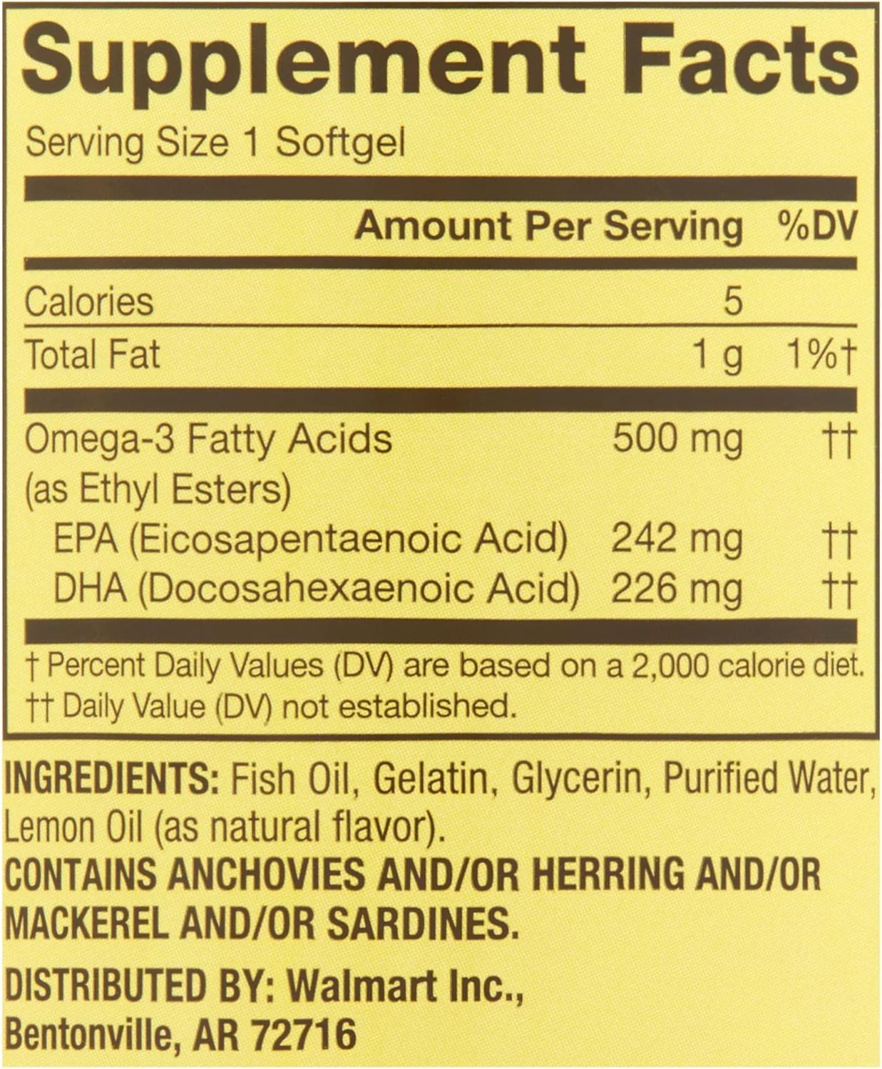 BASKETGOODS Omega-3 500 mg Fish Oil Softgel 180 Count