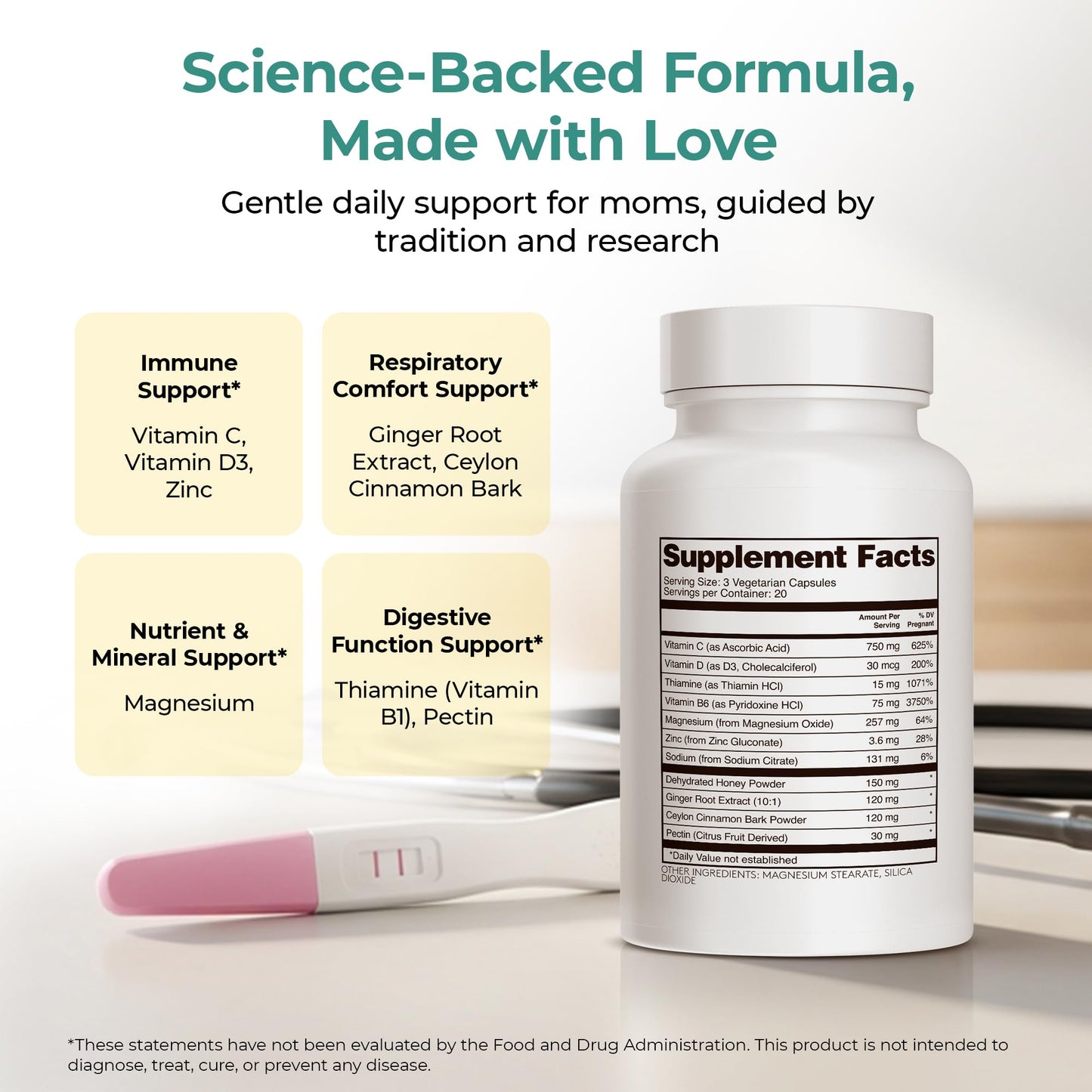Pregnancy Smart Immune and Respiratory Support – Vitamin C, Zinc & D3 – OB/GYN Formulated, Prenatal-Friendly Immune Support Capsule, 60 Count