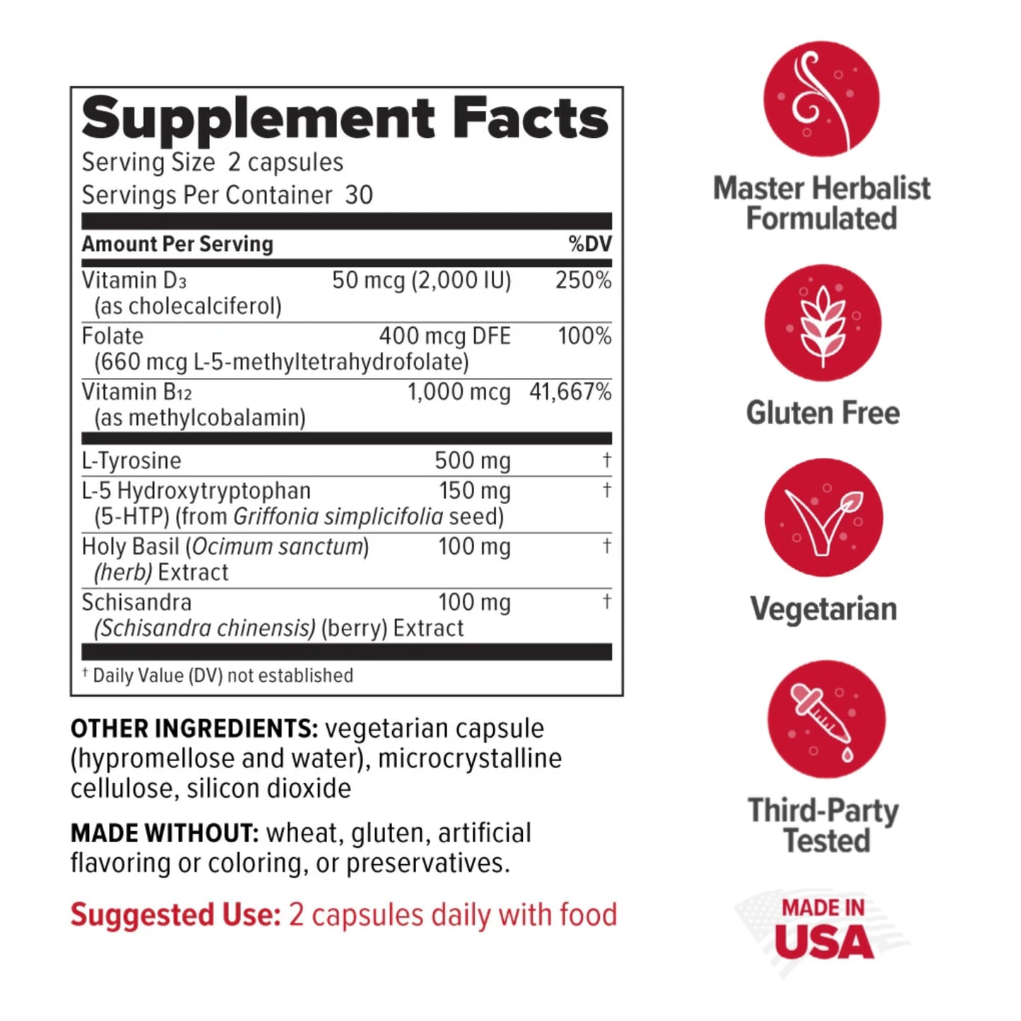 Redd Remedies in Joy Supports a Positive Mood and Emotional Strength, 60 Tablets