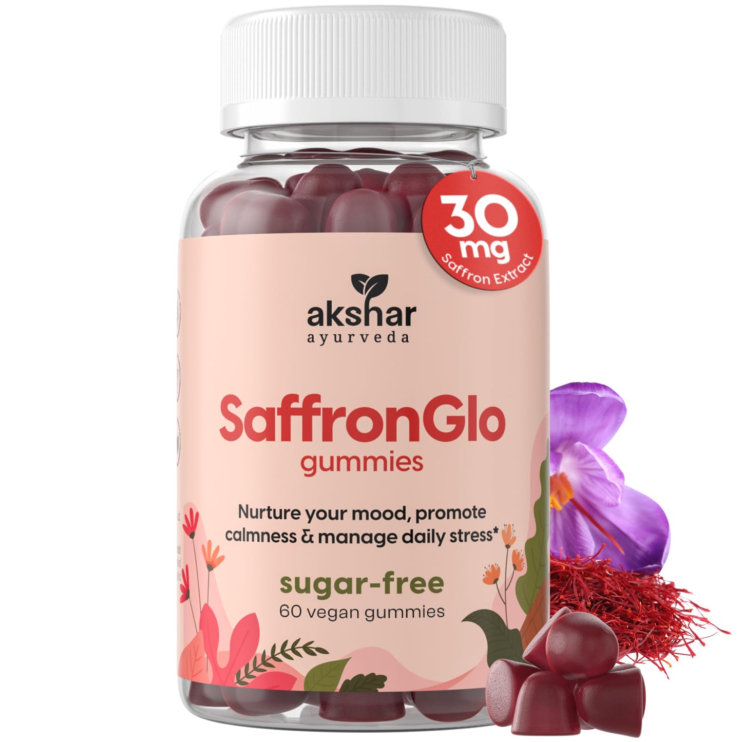 AKSHAR Saffron Gummies Gummy 60 Count