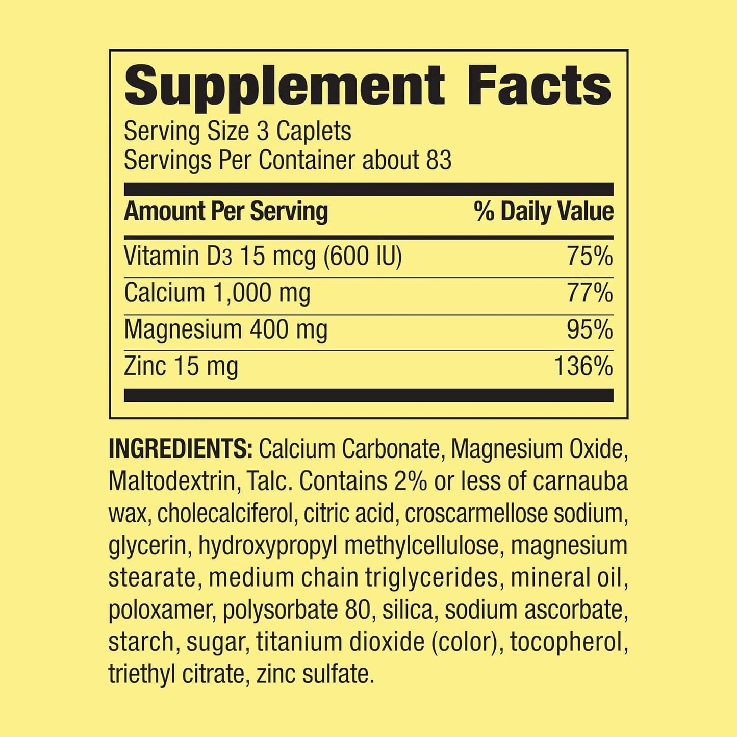 BasketGoods Calcium, Magnesium, Zinc & Vitamin D3 Tablet, 250 Count