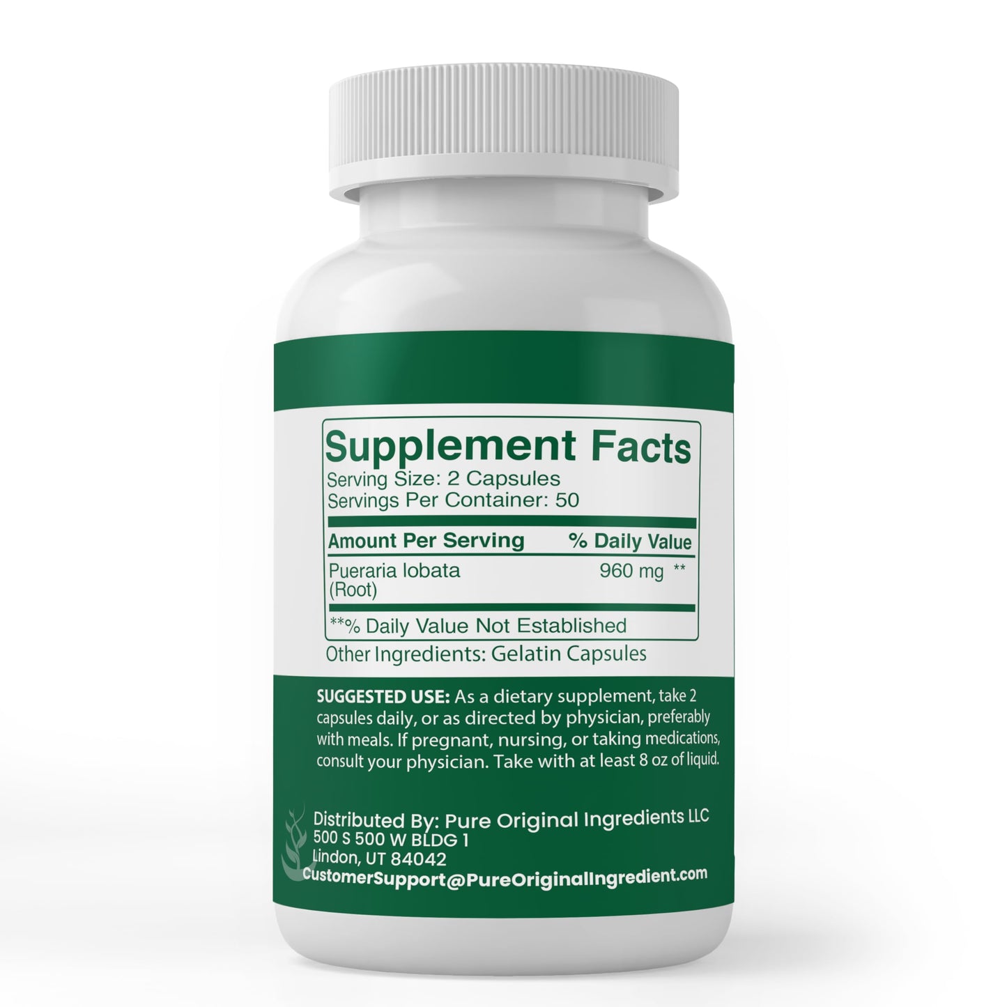 PURE ORIGINAL INGREDIENTS Kudzu Root Capsules, 100 Count