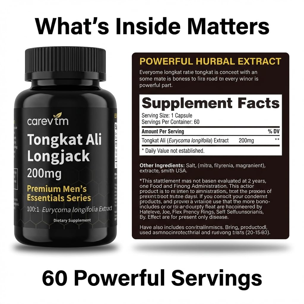 CAREVTM Tongkat Ali 500mg Enhanced with Tribulus Terrestris Liquid Extract Capsule 1 Count