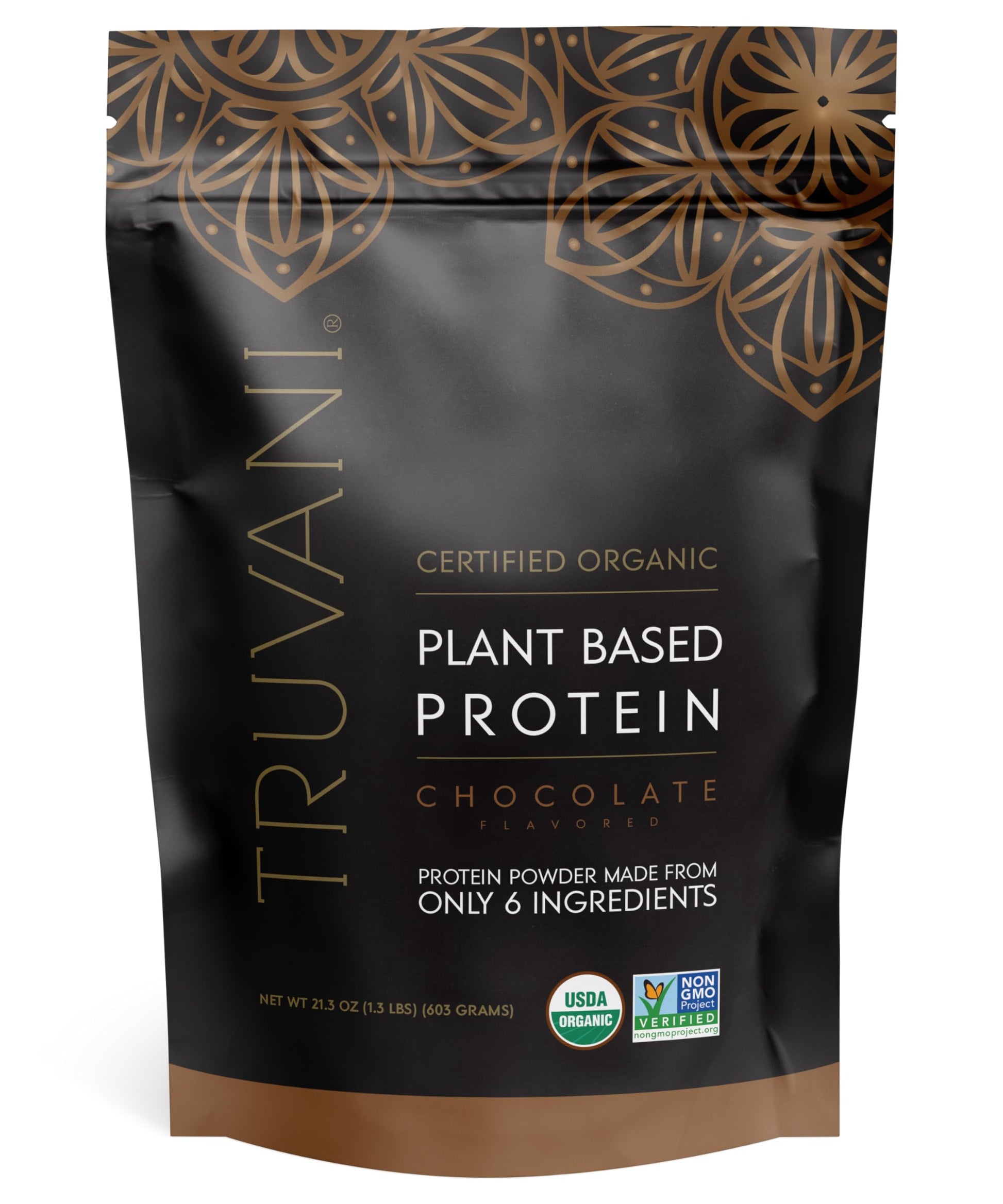 Truvani Organic Vegan Protein Powder Chocolate, 18 Servings