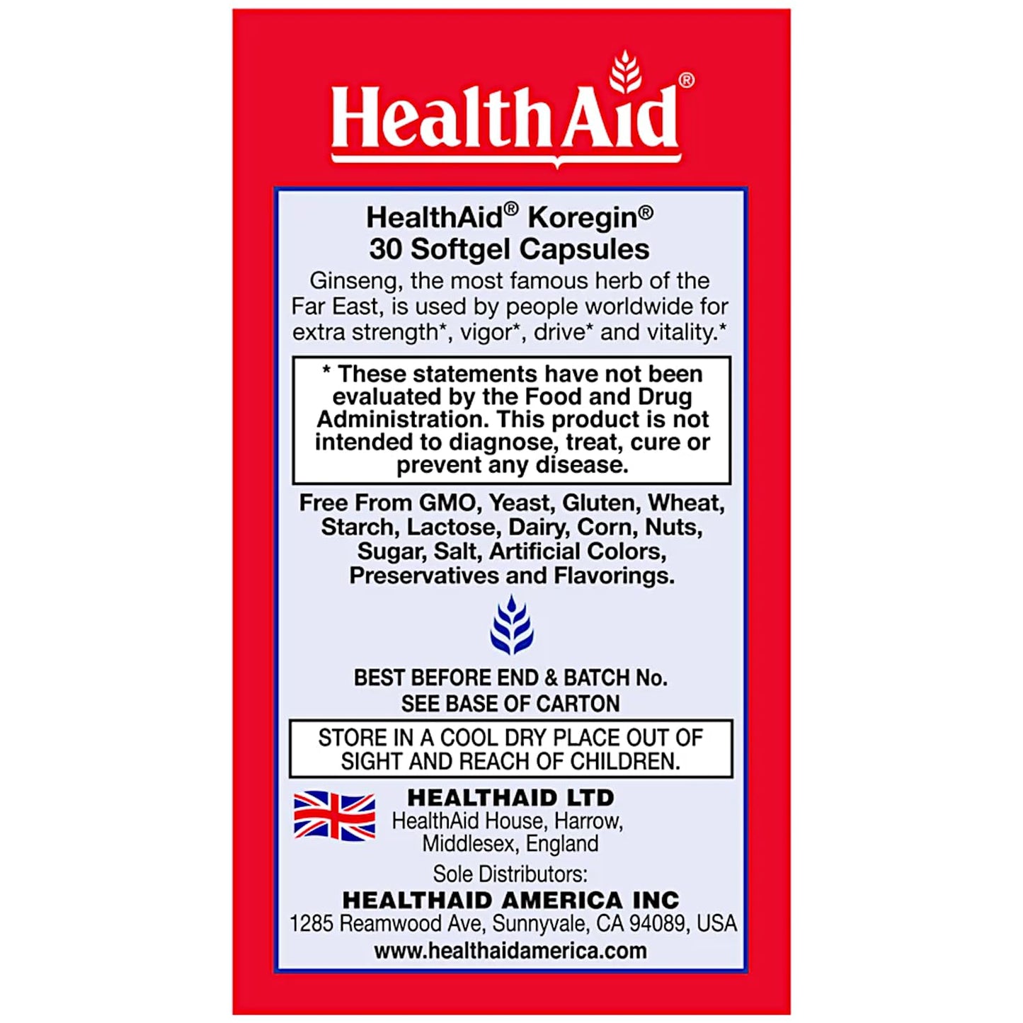 Health Aid America Koregin 600 mg Softgel 30