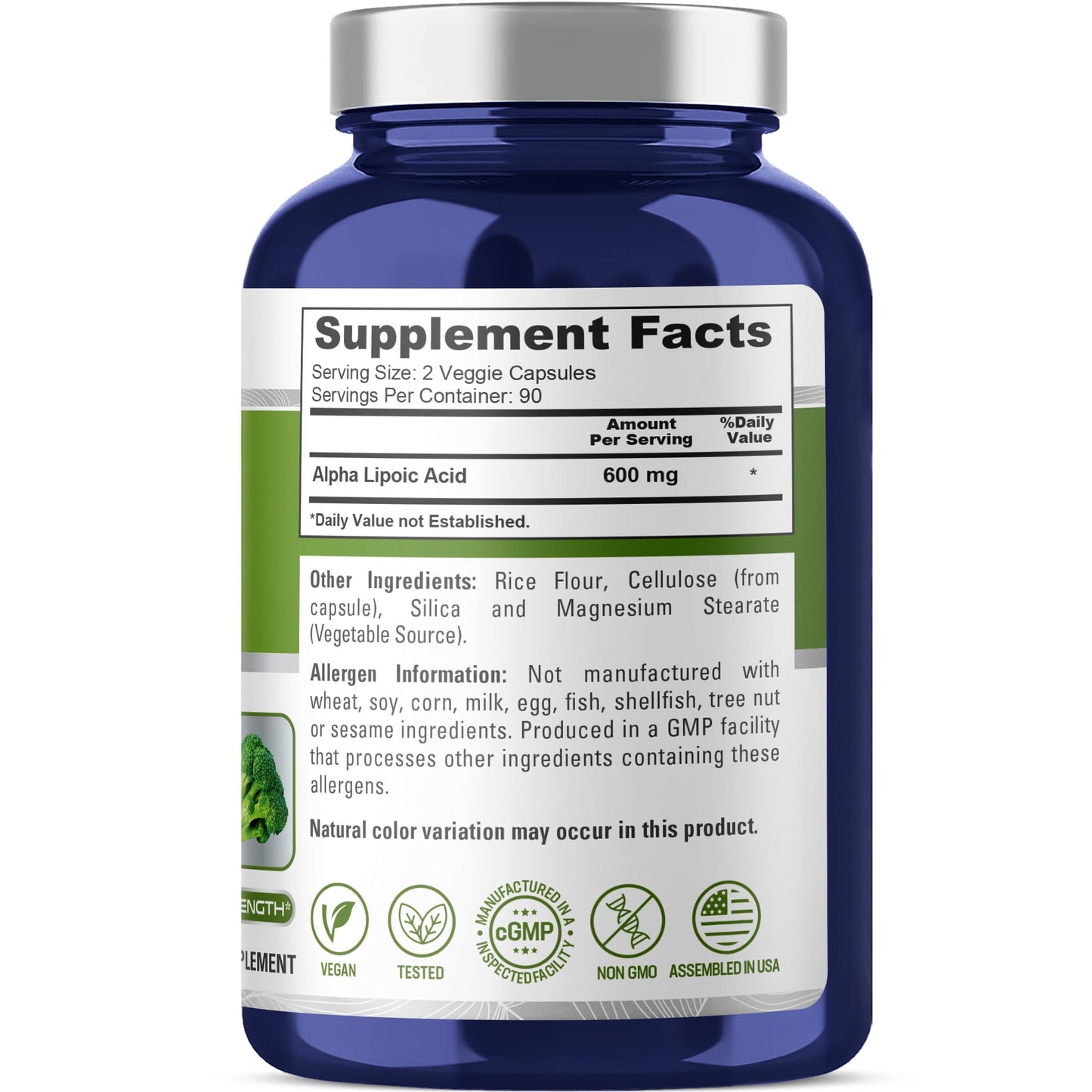 NusaPure Alpha Lipoic Acid 600mg Capsule, 180 Count