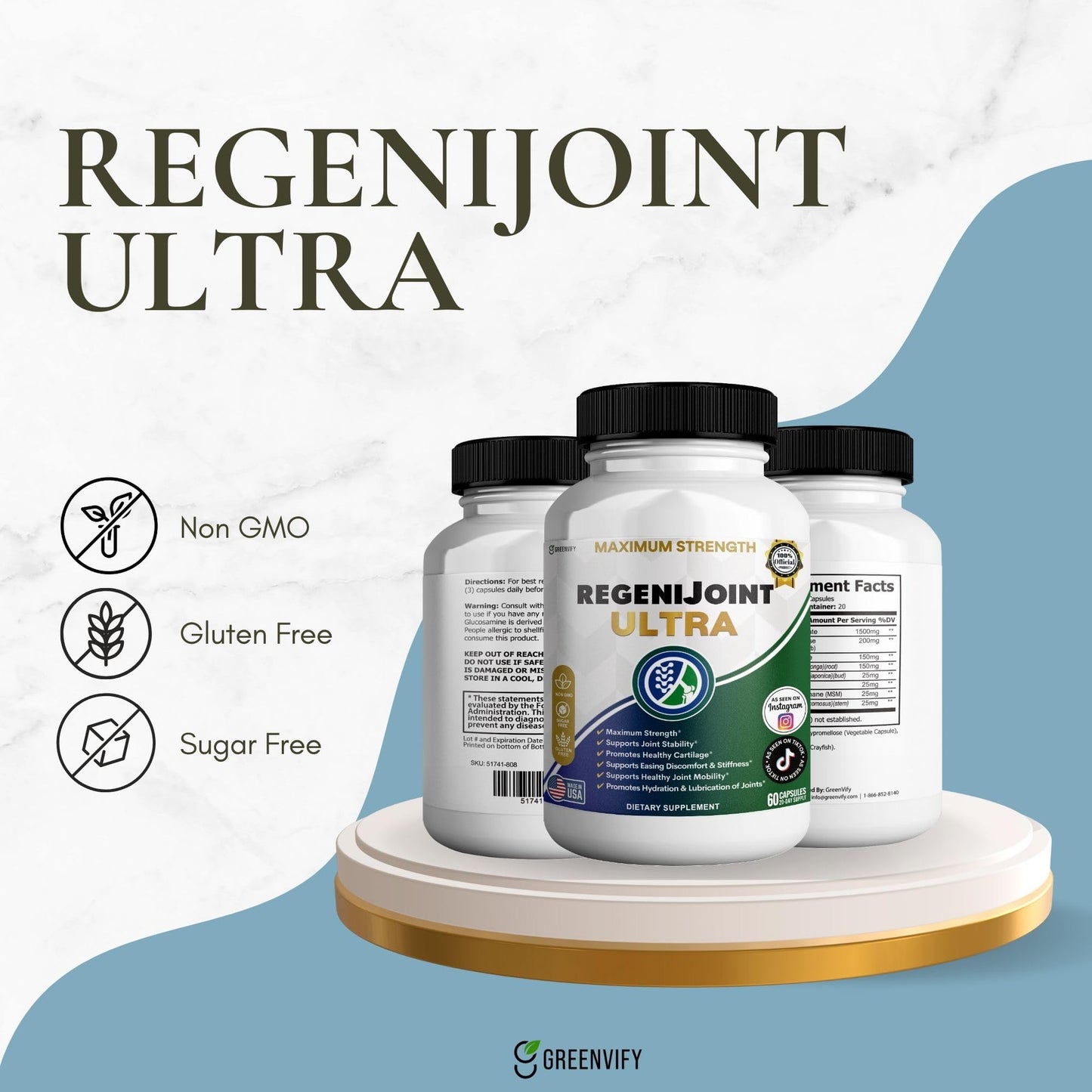 GREENVIFY RegeniJoint Ultra Maximum Strength Joint Support Supplement Capsule, 60 Count