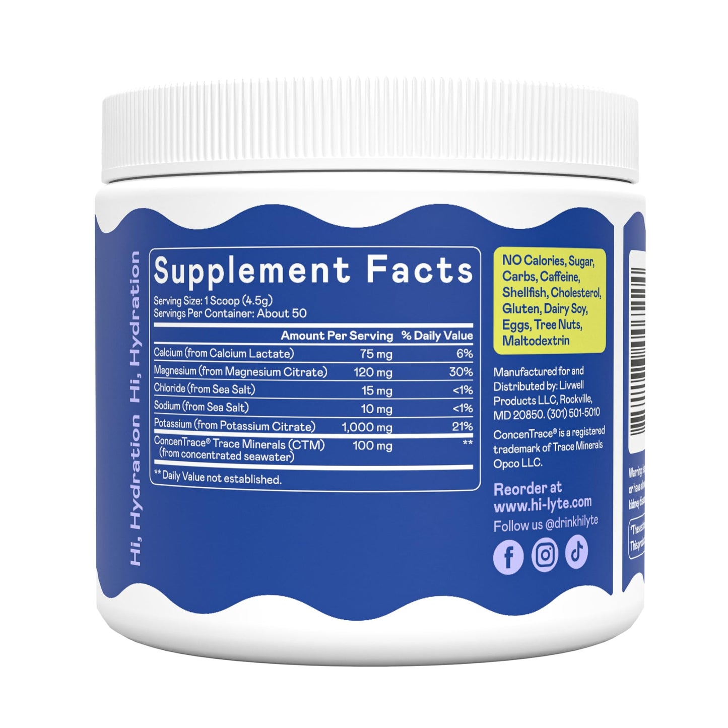 Hi-Lyte K1000 Electrolytes Powder Mix Unflavored Keto & Performance, 8 Ounce