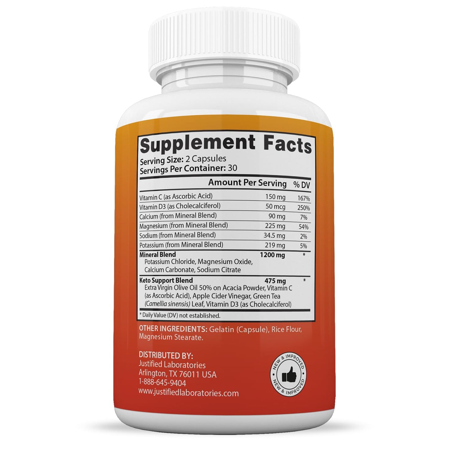 Justified Laboratories Keto GT Extreme 1675MG Capsules, 60 Count