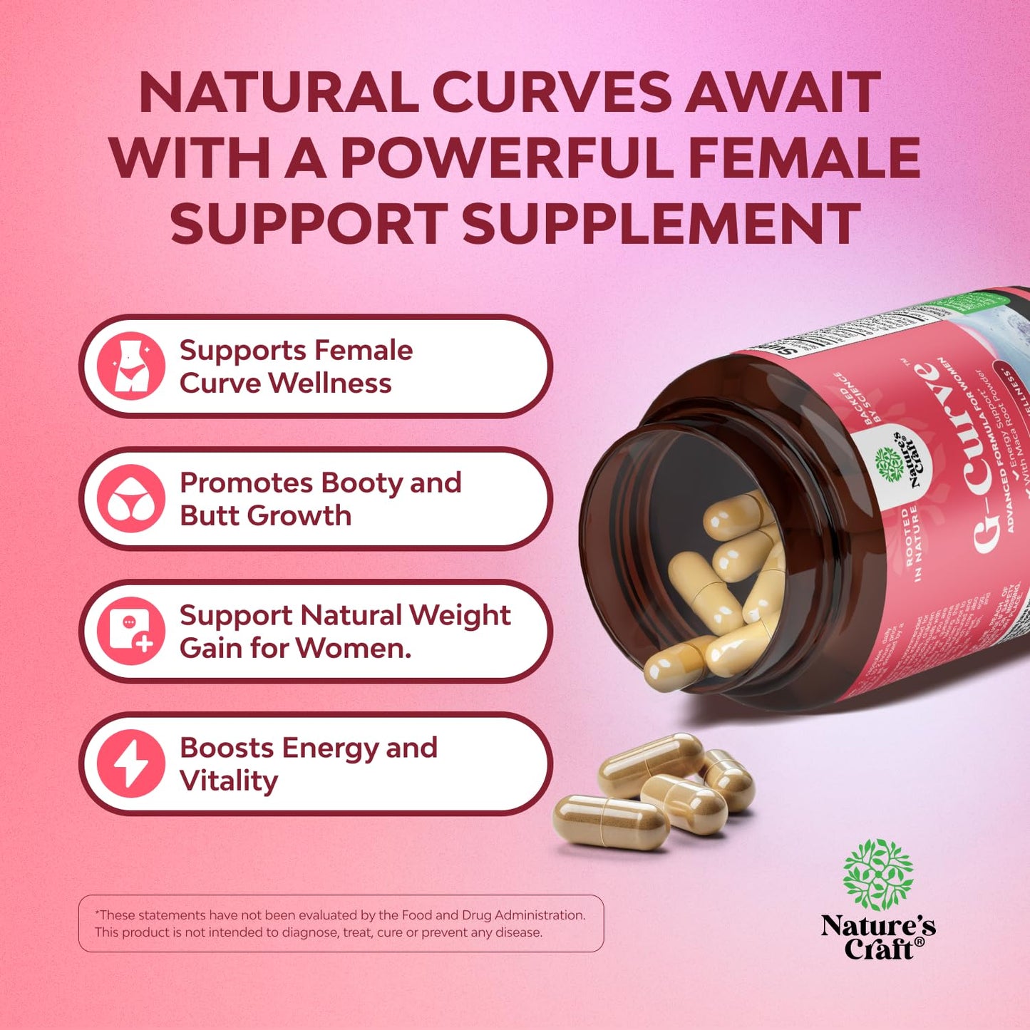 Natures Craft G-Curve Butt & Breast Growth Capsules, 210 Count