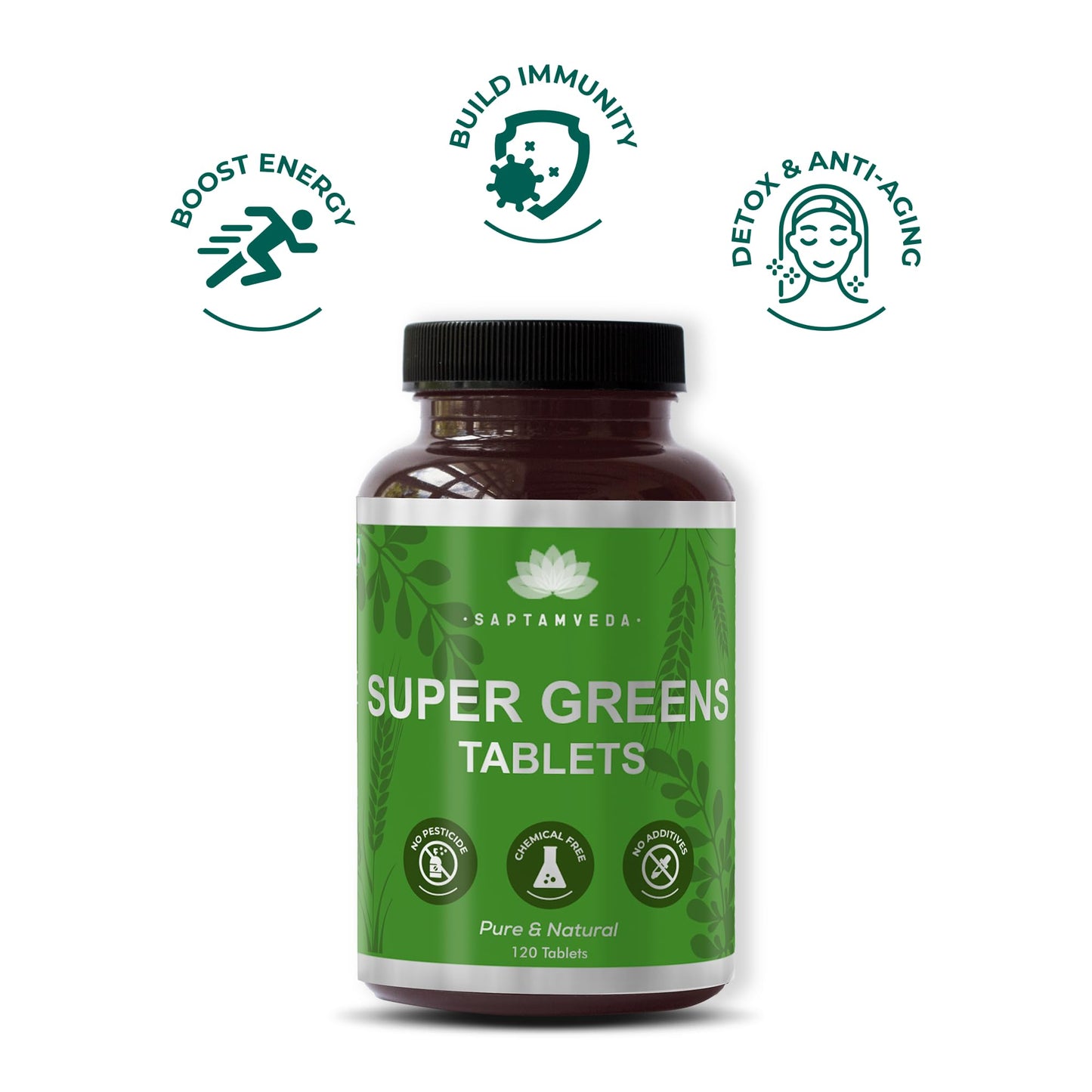 SAPTAMVEDA Natural Supergreen Tablets 120 Count
