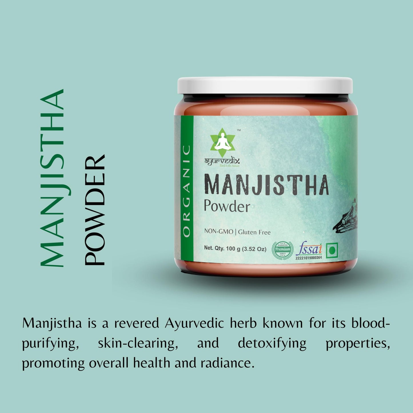 ayurvedix Organic Manjistha Powder (Rubia Cordifolia), 100 g (Pack of 3)