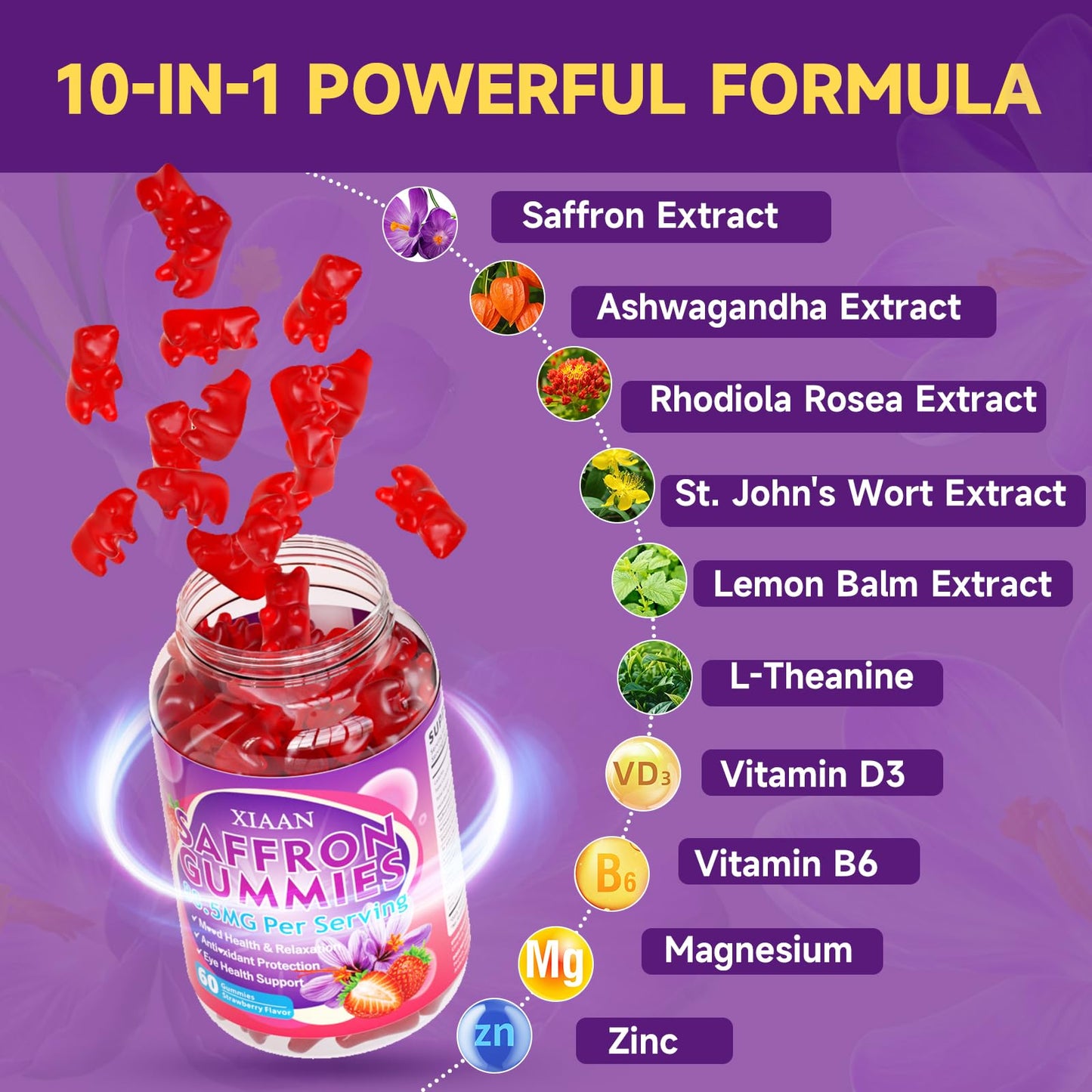 XIAAN Saffron Gummies 120 Count