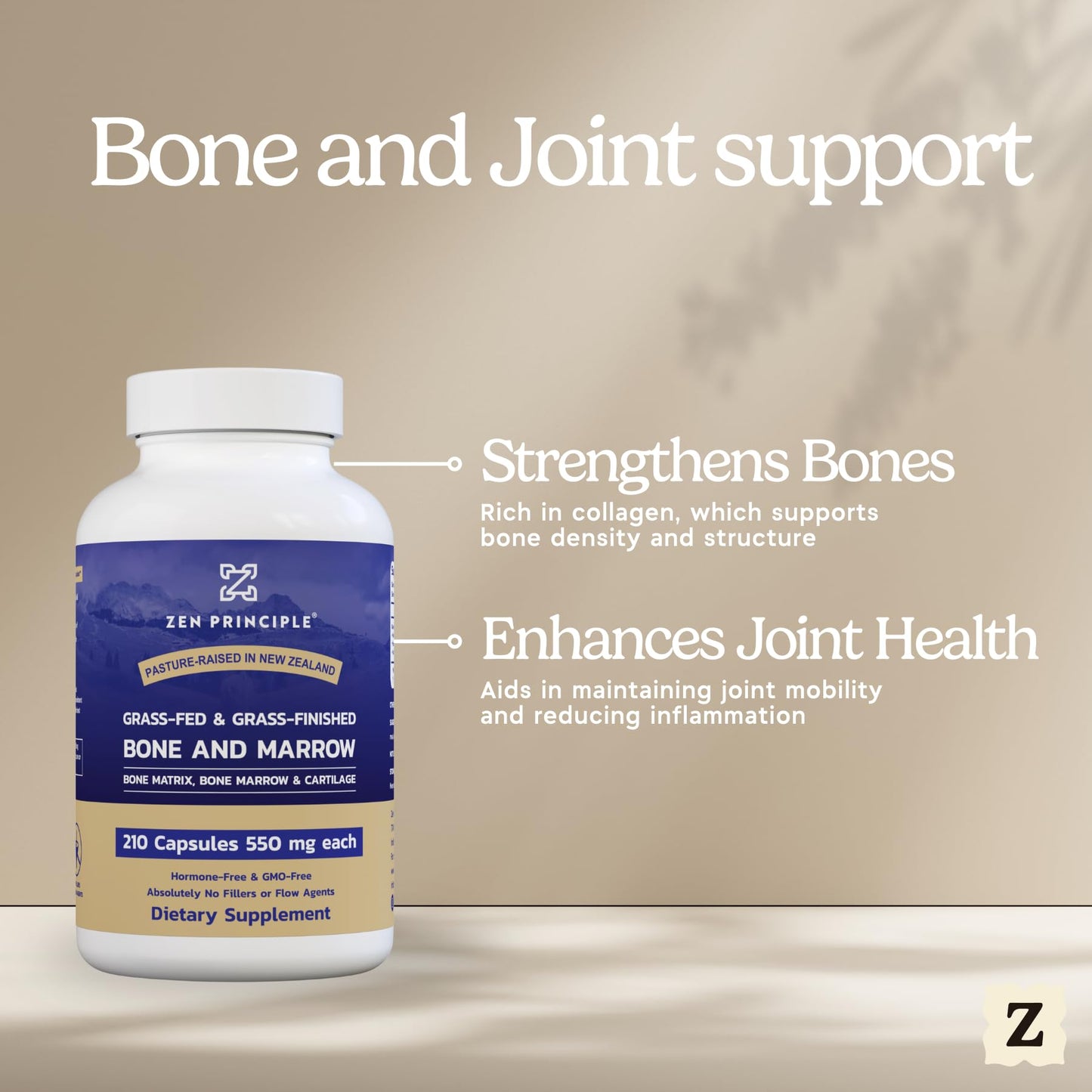 Zen Principle Grass Fed Beef Bone Marrow Supplement 210 Capsules