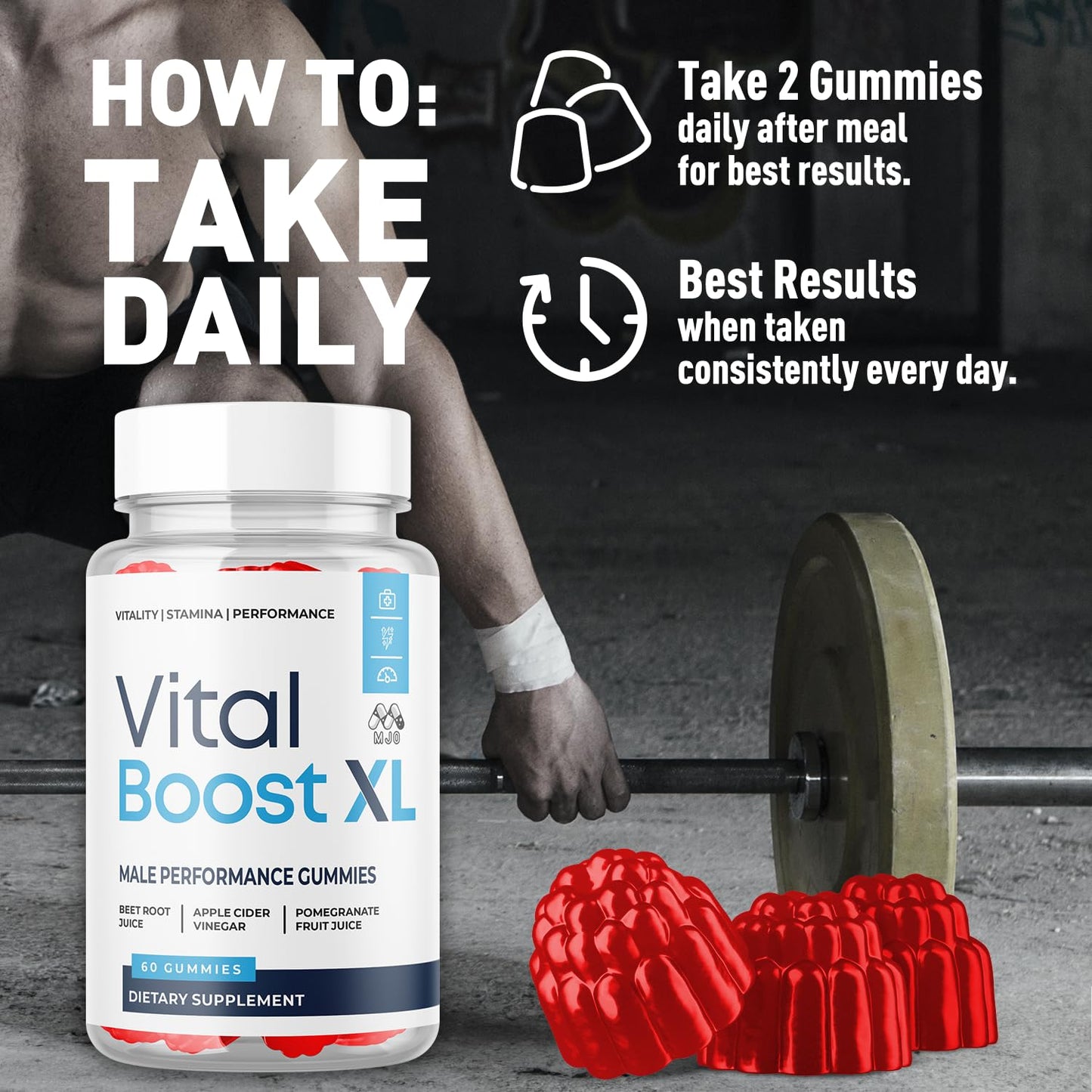 MJO Vital Boost XL Gummies 60 Count
