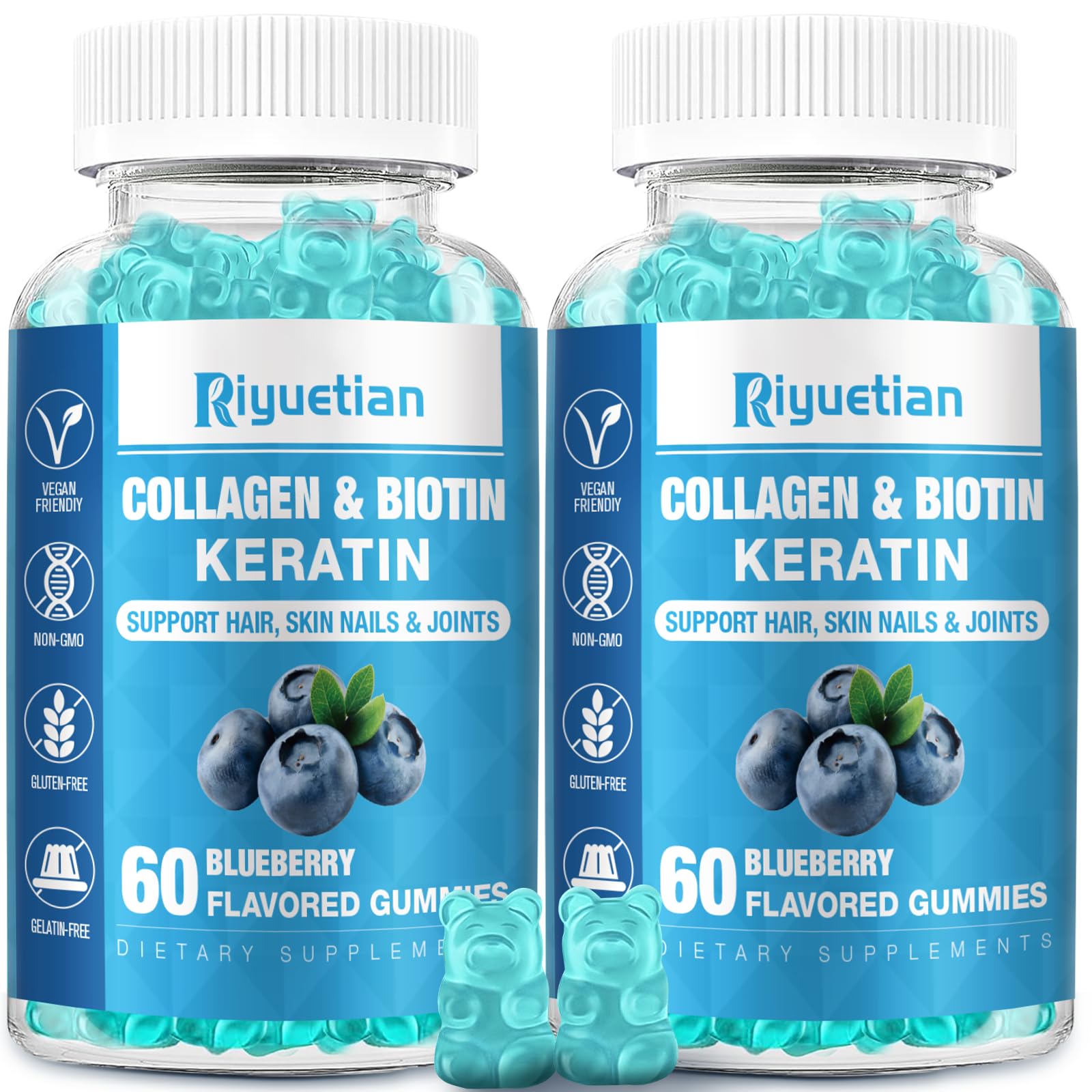 Riyuetian Biotin Gummies with Collagen, 120 Count