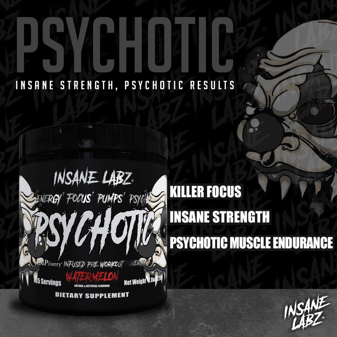 Insane Labz Psychotic Black Edition Mid Stimulant Pre Workout Powder 7.8