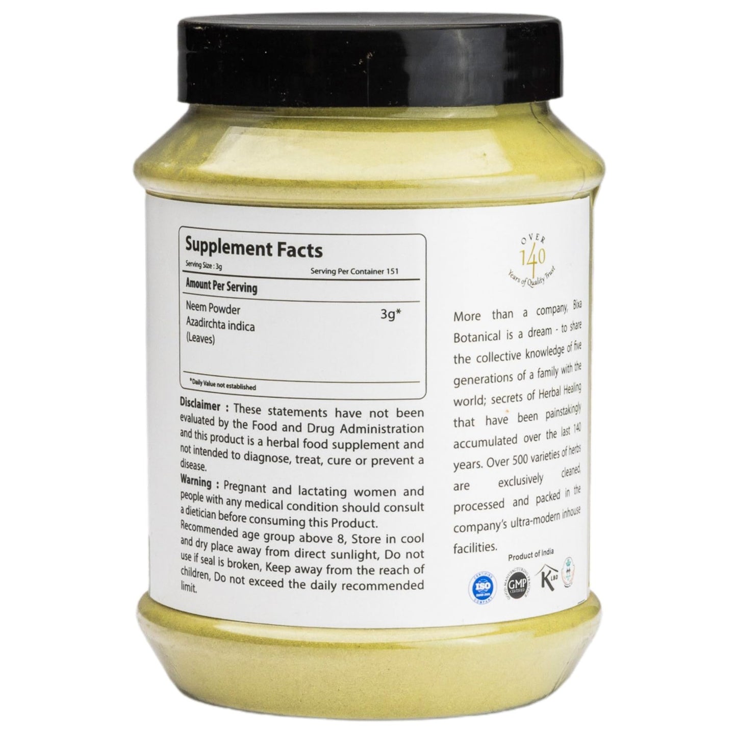 bixa BOTANICAL Neem Leaf Powder 16 Ounce