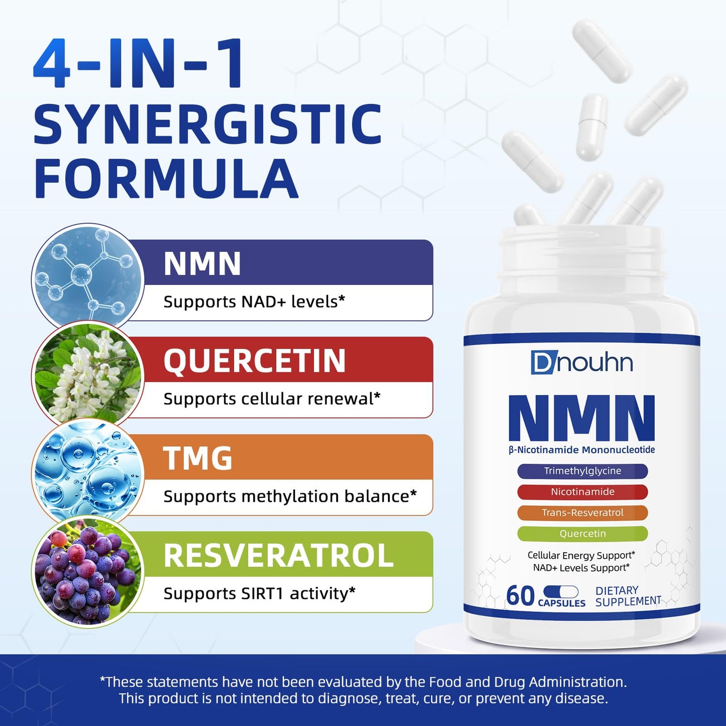 DNOUHN NMN Supplement 1000mg Capsule, 60 Capsules