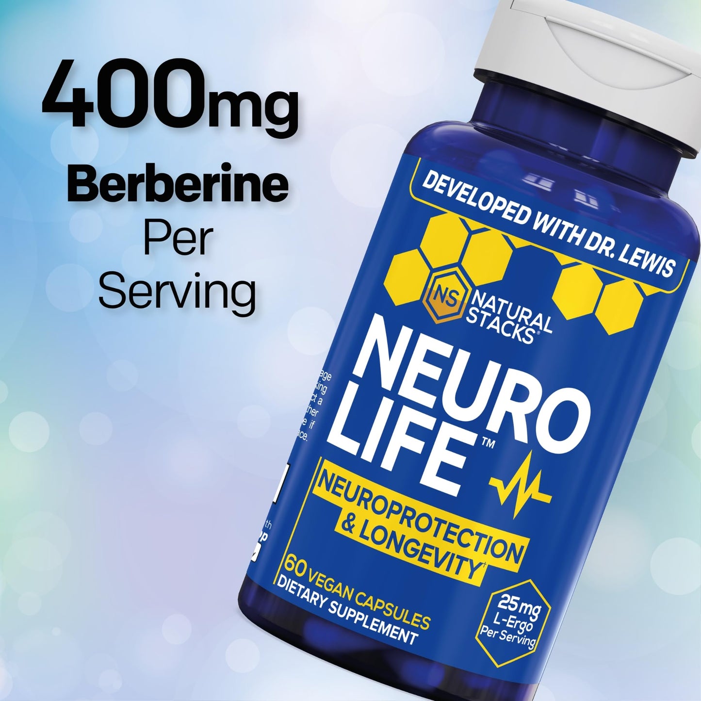 Natural Stacks NeuroLife Longevity Supplement With Taurine And Berberine Capsules, 60 Count