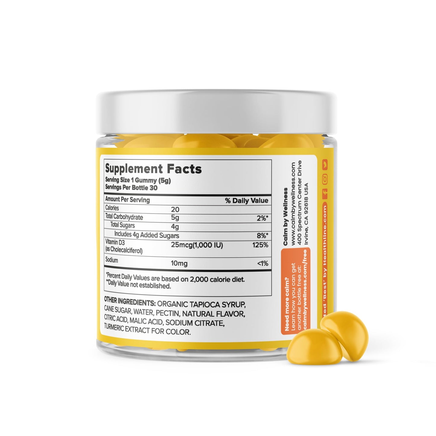 Calm by Wellness Vitamin D3 Gummies, Gummy, 30 Count