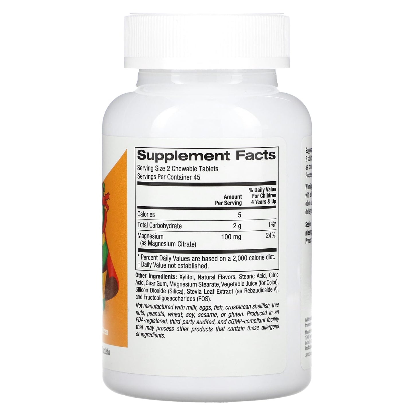 California Gold Nutrition Chewable Magnesium for Children, Cherry, 90 Vegetarian Tablets (50 mg per Tablet)