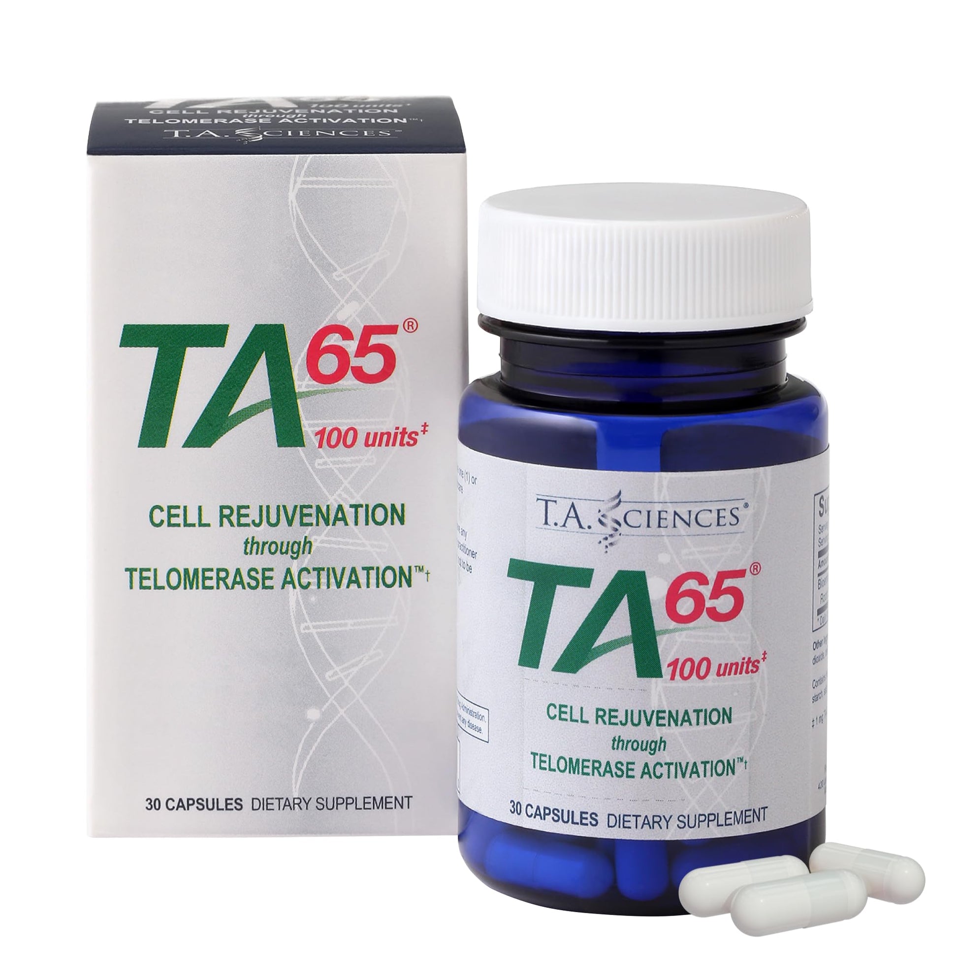 T.A. Sciences Telomerase Activation Supplement TA 65 MD, 30 Capsules