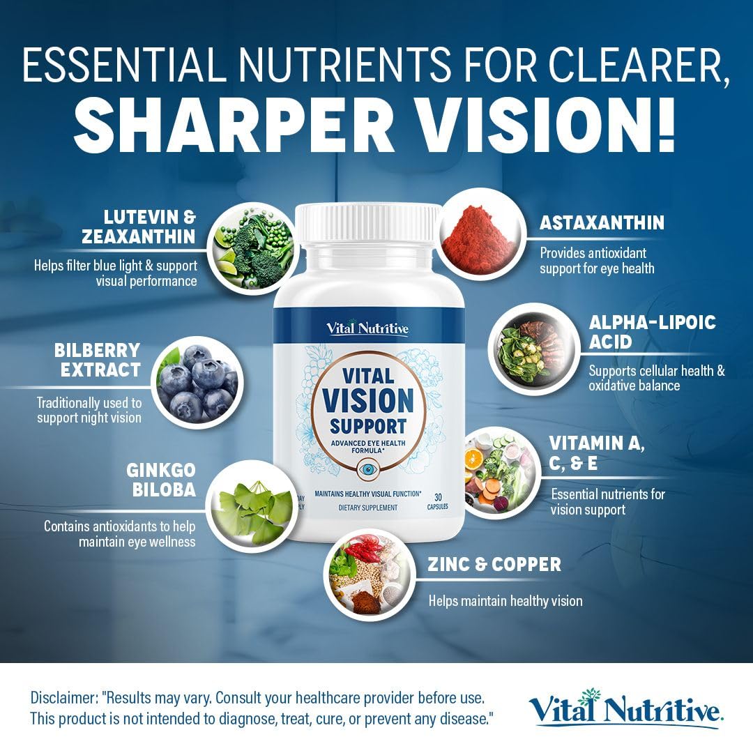 VITAL NUTRITIVE Vital Vision Support Eye Health Supplement Capsule 30 Count