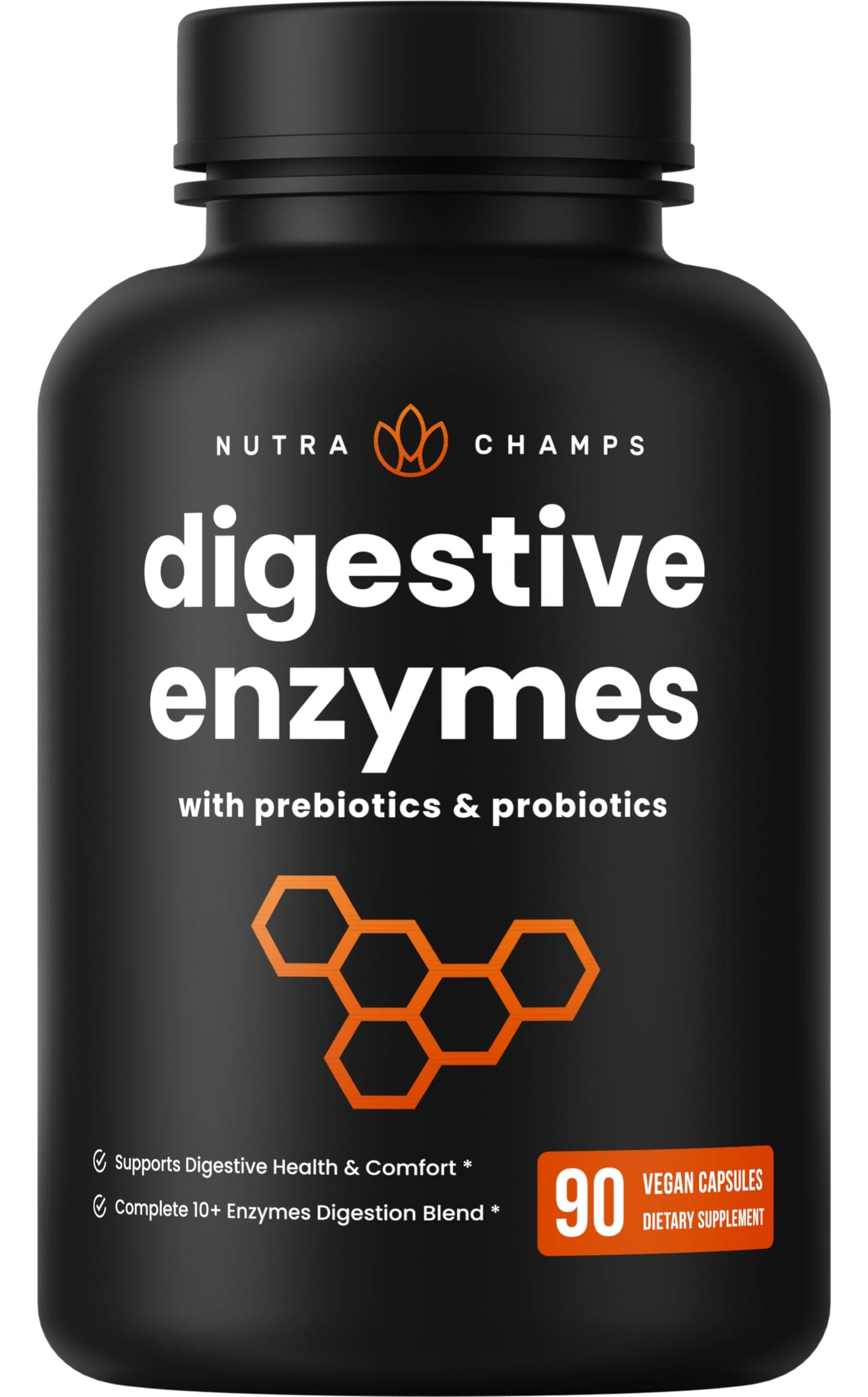 NutraChamps Digestive Enzymes with Probiotics and Prebiotics for Women & Men 90 Vegan Capsules