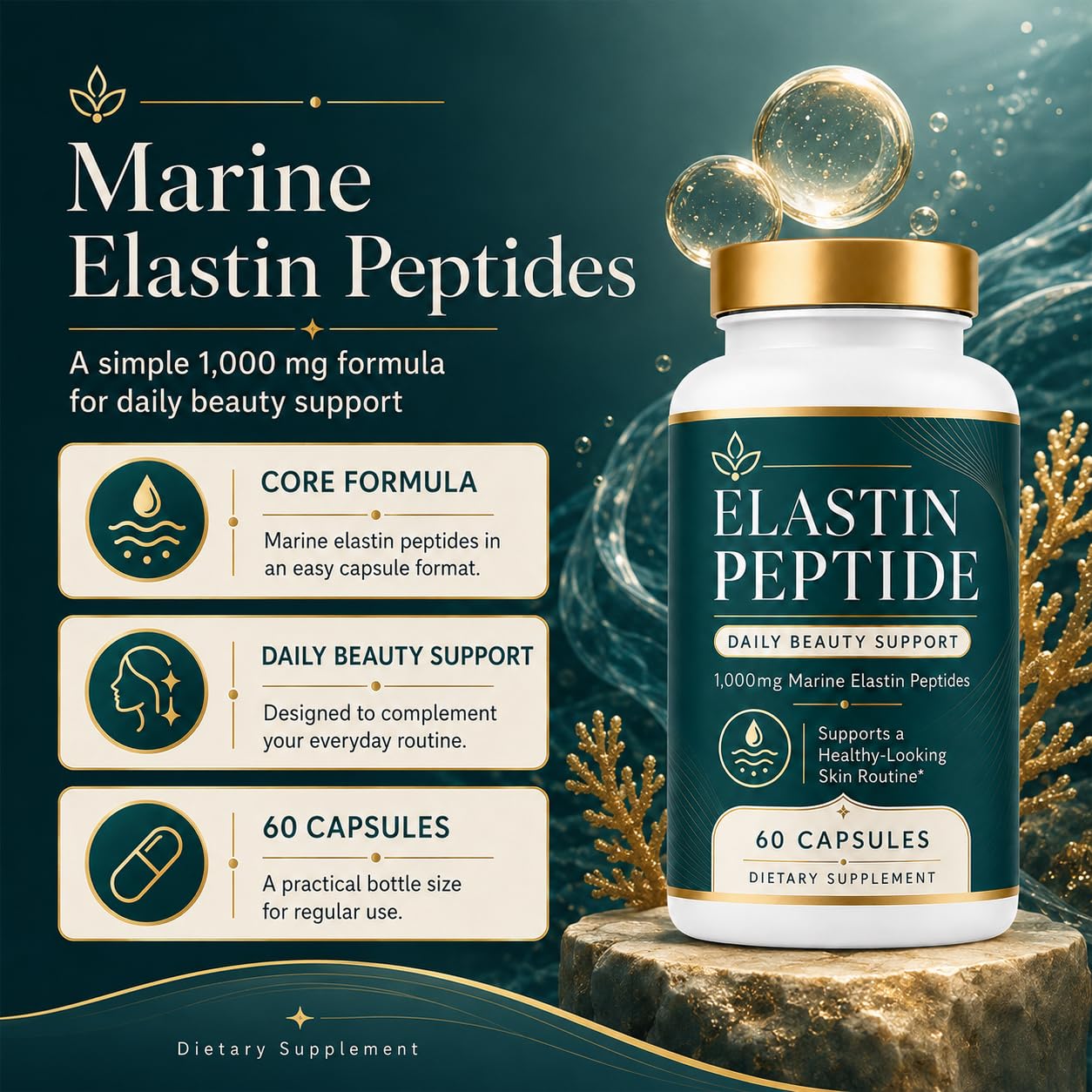 Kuri Nuka Elastin Peptides Daily Beauty Support Capsules 60