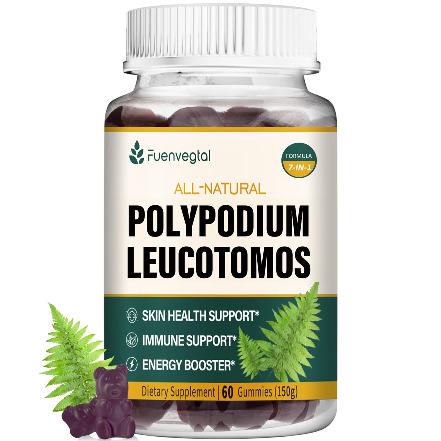 Fuenvegtal Polypodium Leucotomos Gummies, 60 Gummies