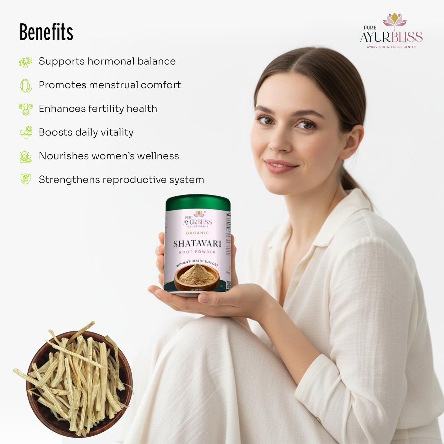PureAyurbliss Shatavari Root Powder 8 oz
