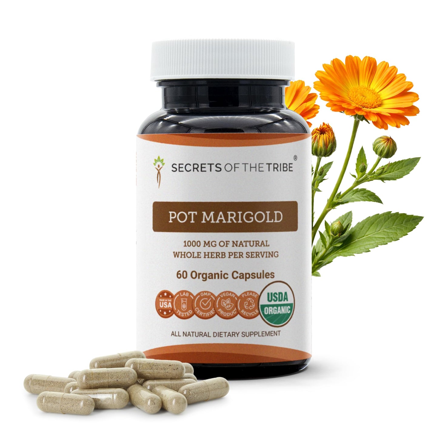 Secrets of the Tribe Pot Marigold Calendula Capsules 60 Count