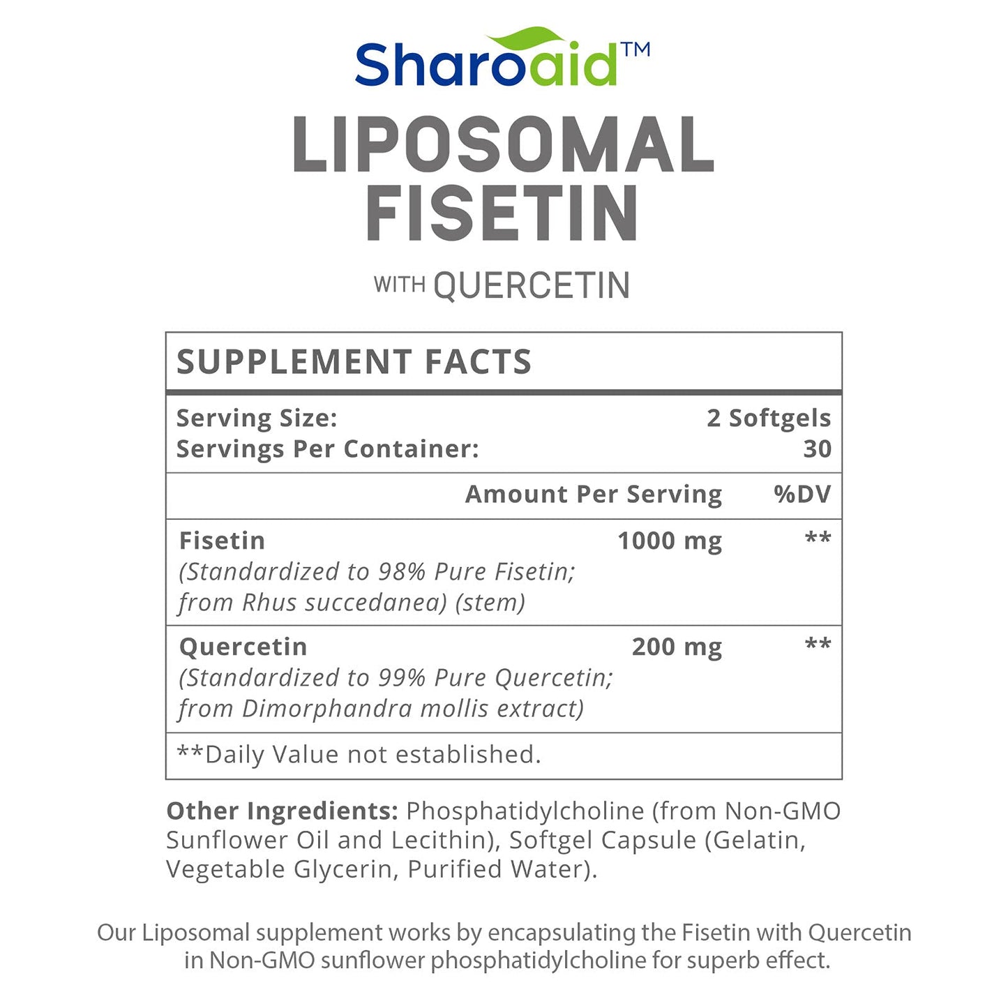 Sharoaid Liposomal Fisetin with Quercetin Supplements Softgels 240